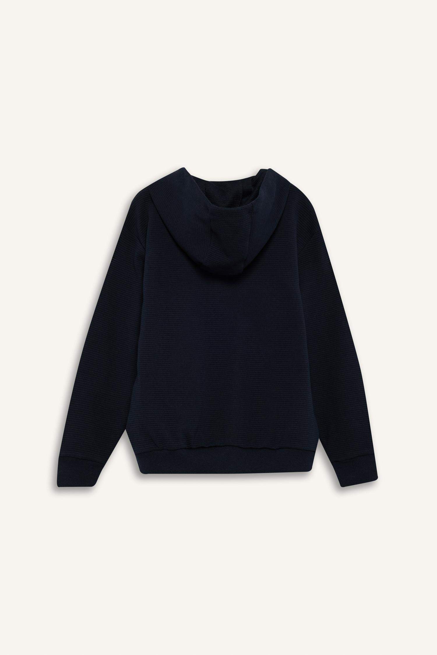 Boy Hooded School Zippered Sweatshirt