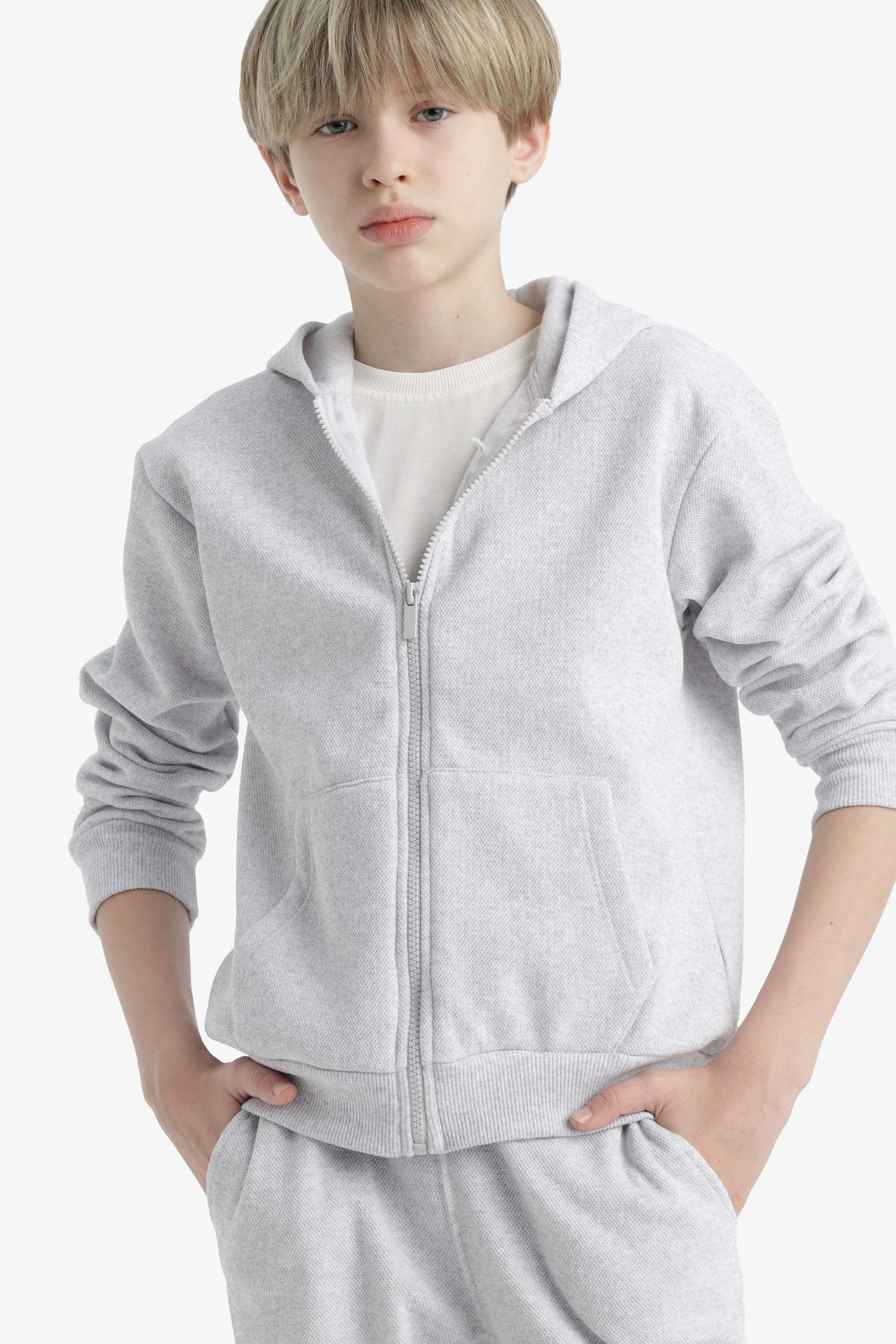 Boy Hooded School Zippered Sweatshirt