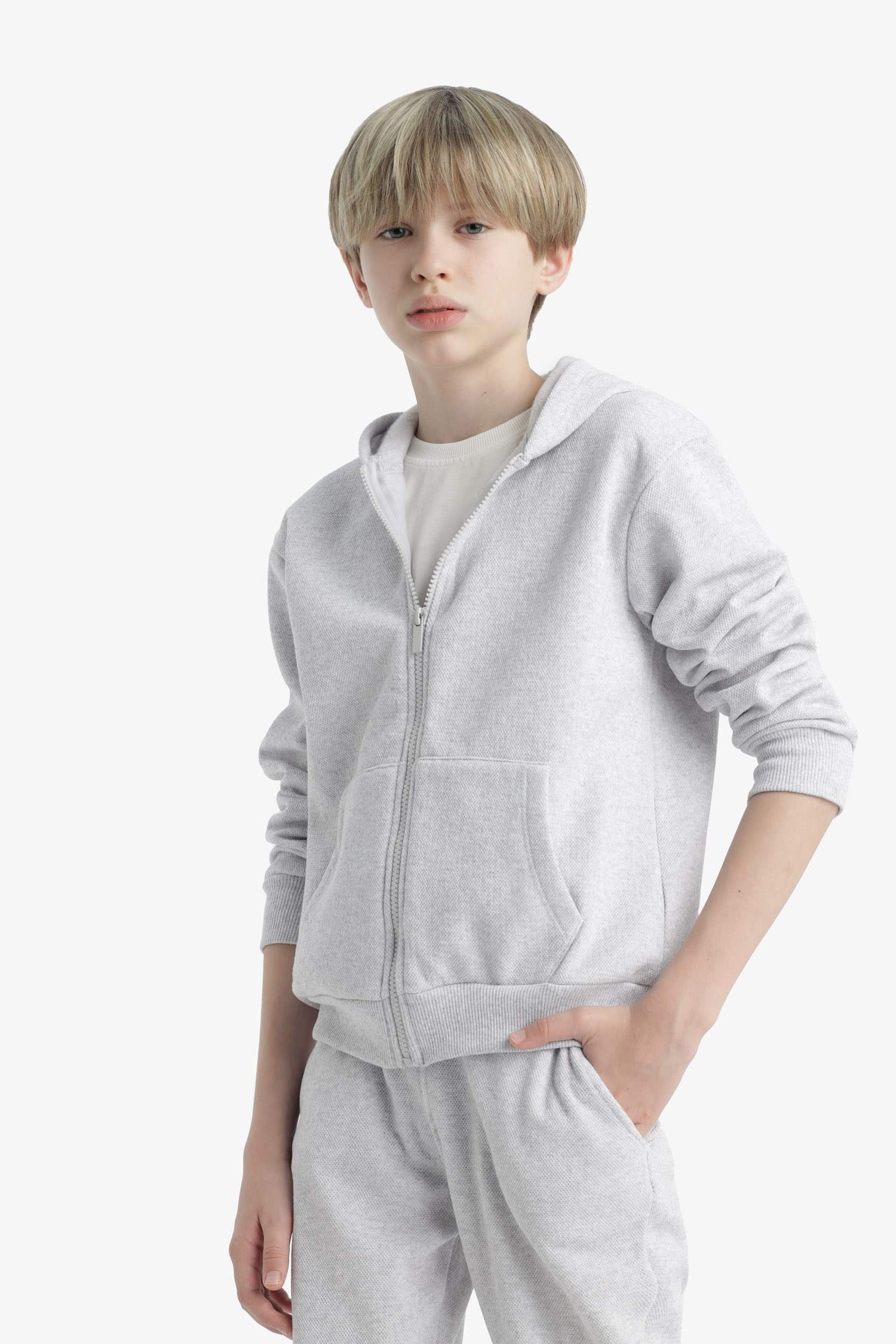 Boy Hooded School Zippered Sweatshirt
