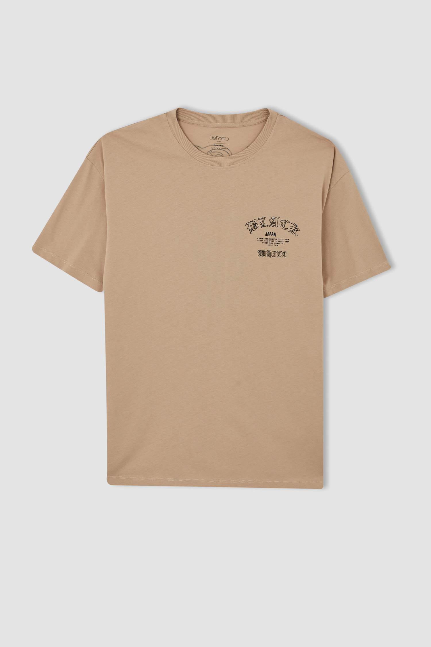 Boxy Fit Bisiklet Yaka Baskılı Pamuklu Penye Tişört