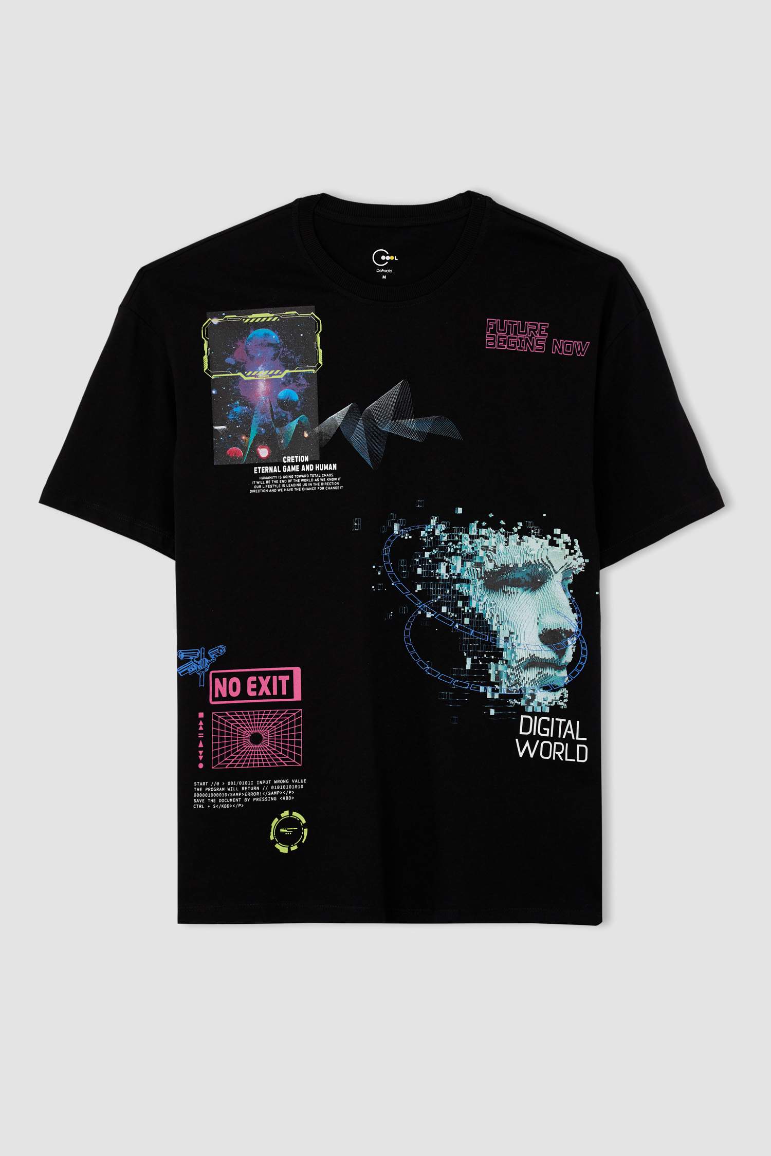 Coool Boxy Fit Crew Neck Printed Cotton Combed Cotton T-Shirt