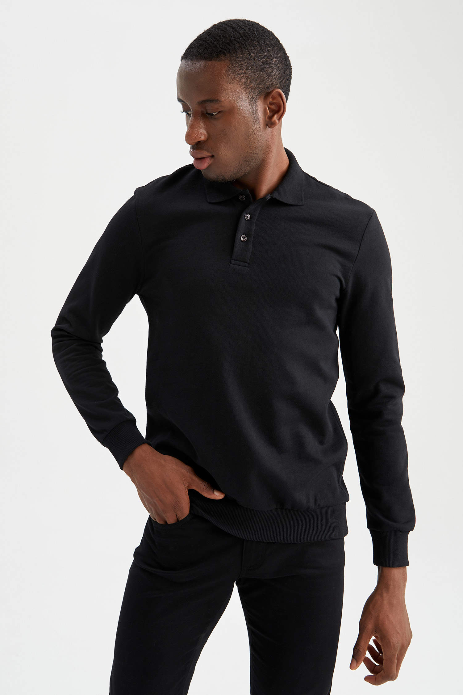 Black Man Regular Fit Polo Neck Sweatshirt 2457781 | DeFacto