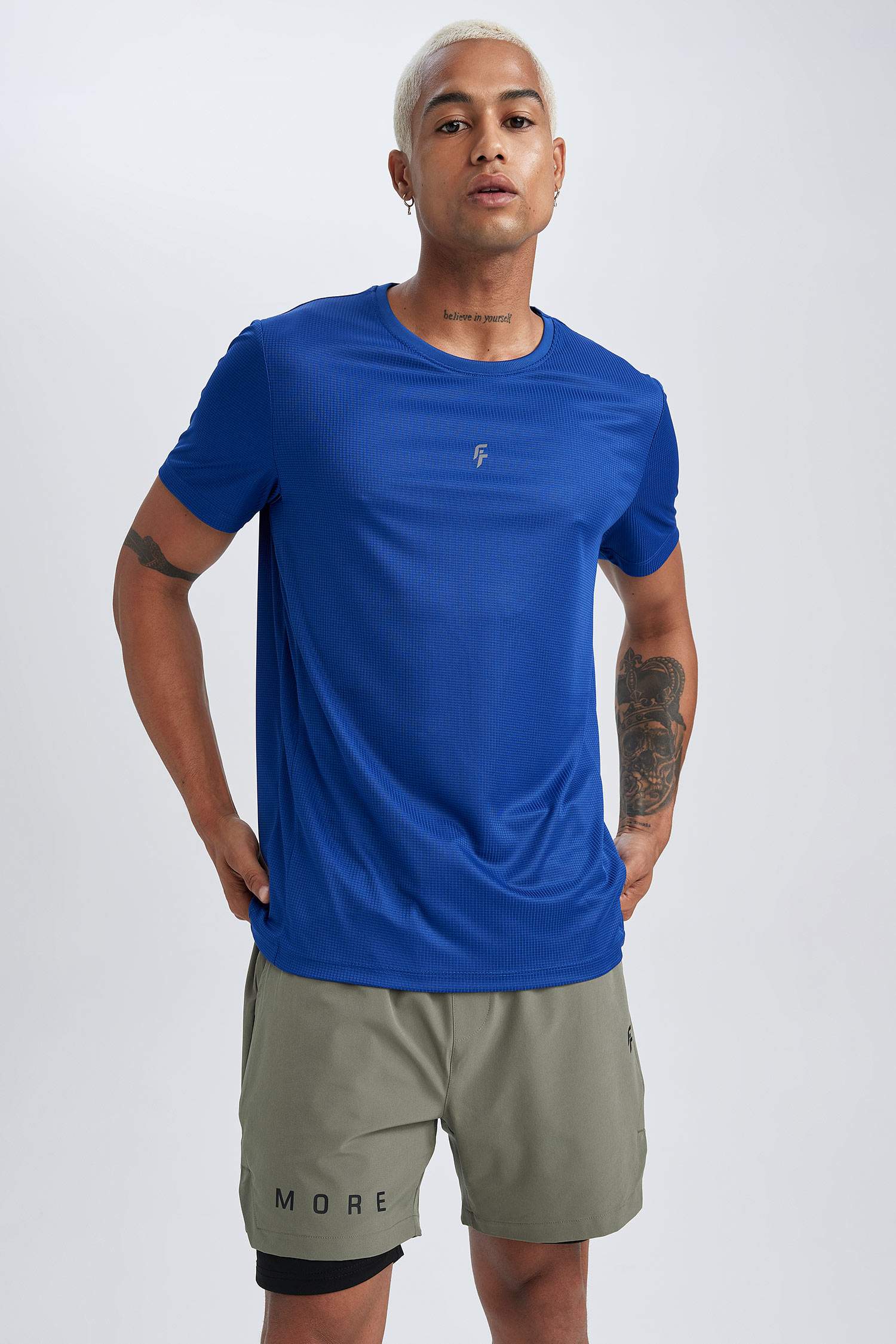 DeFactoFit Slim Fit Crew Neck Printed Sports T-Shirt