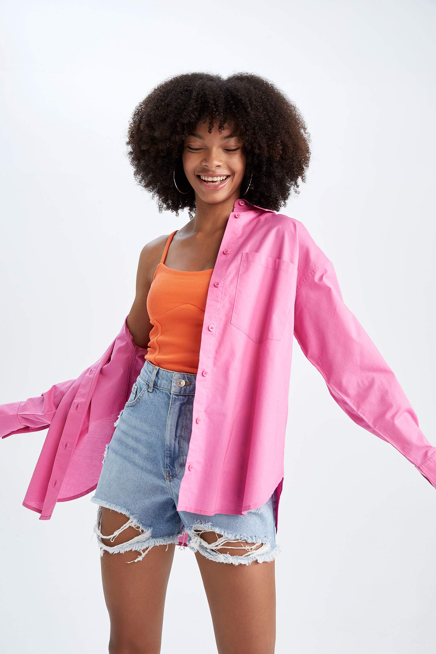 Рубашка с длинным рукавом оверсайз из поплина для женщин