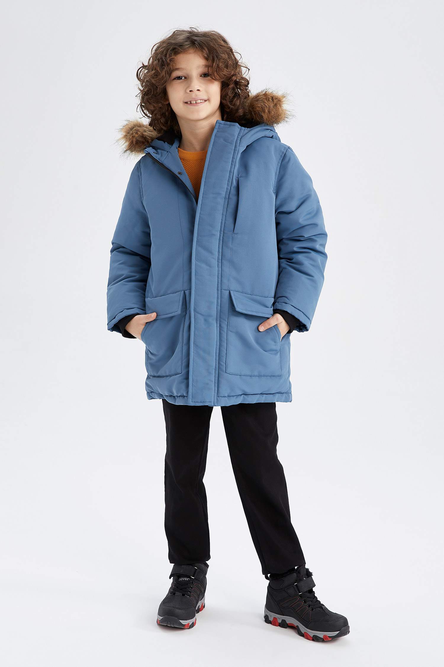 Boy Water Repellent Fleece Lined Long Puffer Jacket