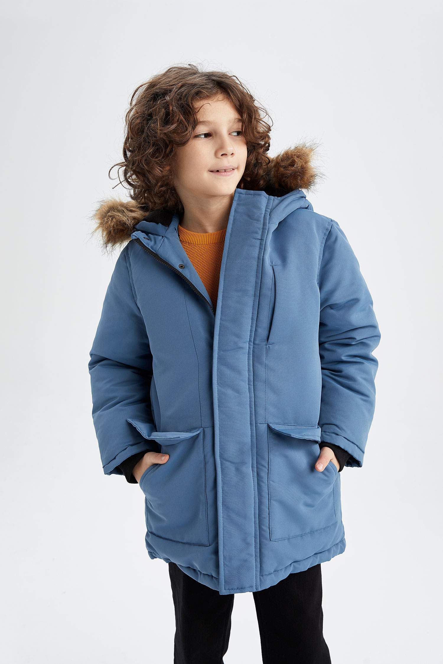 Boy Water Repellent Fleece Lined Long Puffer Jacket