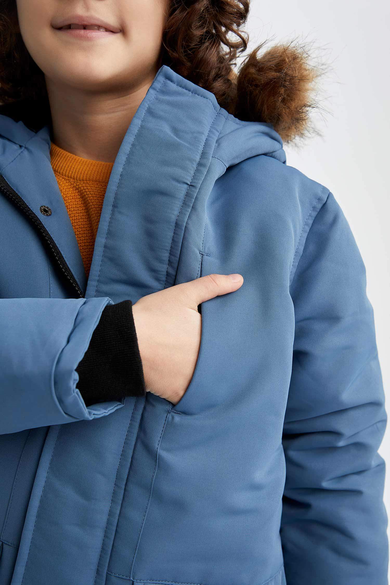 Boy Water Repellent Fleece Lined Long Puffer Jacket