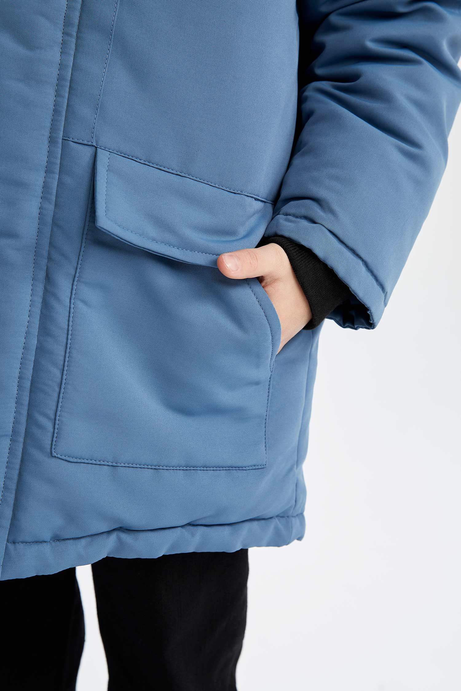 Boy Water Repellent Fleece Lined Long Puffer Jacket
