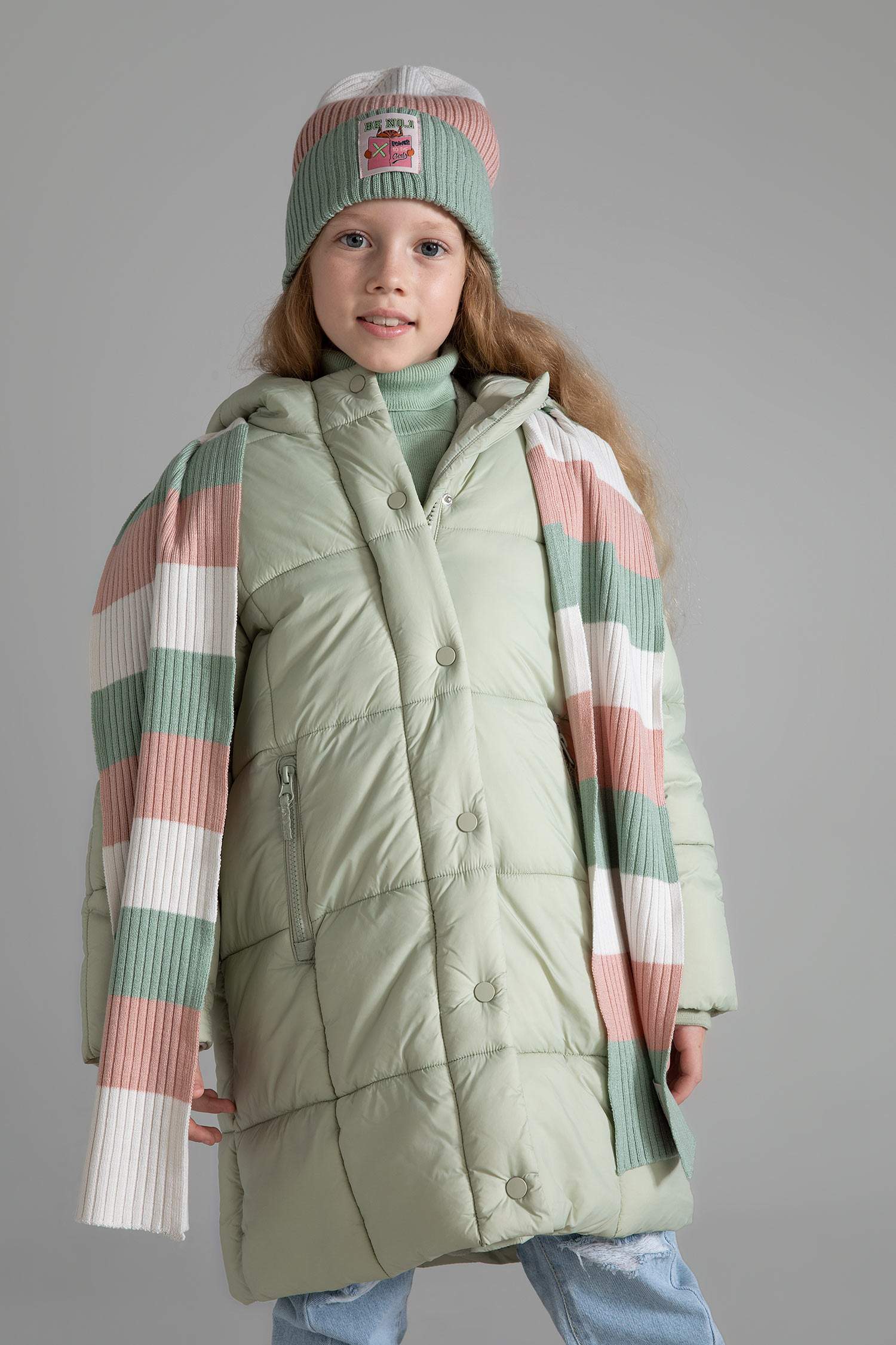 Girl Fleece Lined Hooded Long Puffer Jacket