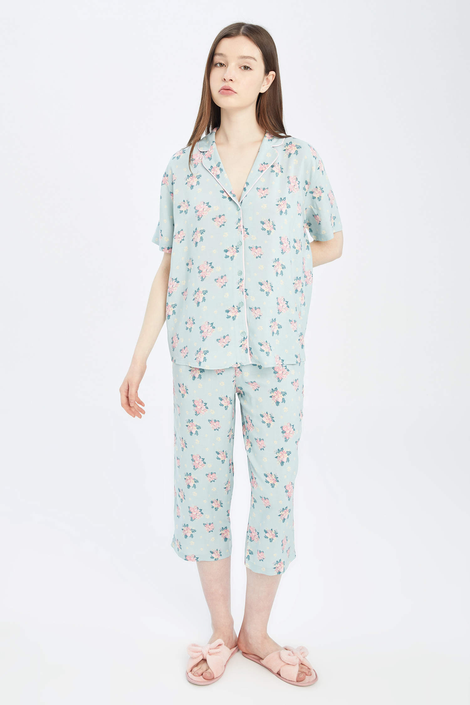 Defacto Fall in Love Regular Fit Çiçek Desenli Pijama Altı. 1