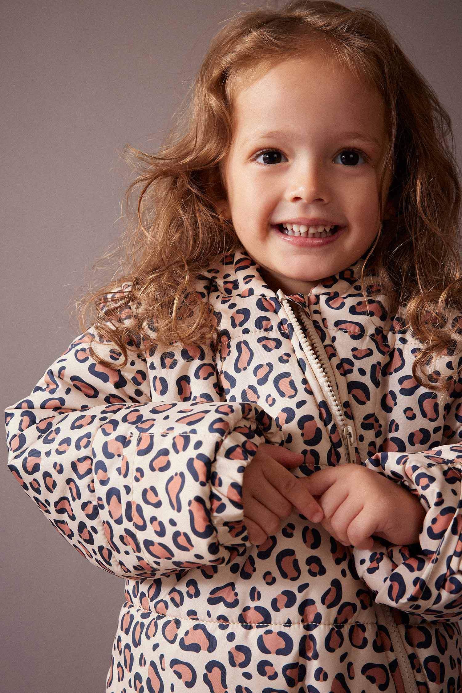 Girl Waterproof Patterned Hooded Puffer Jumpsuit Jacket