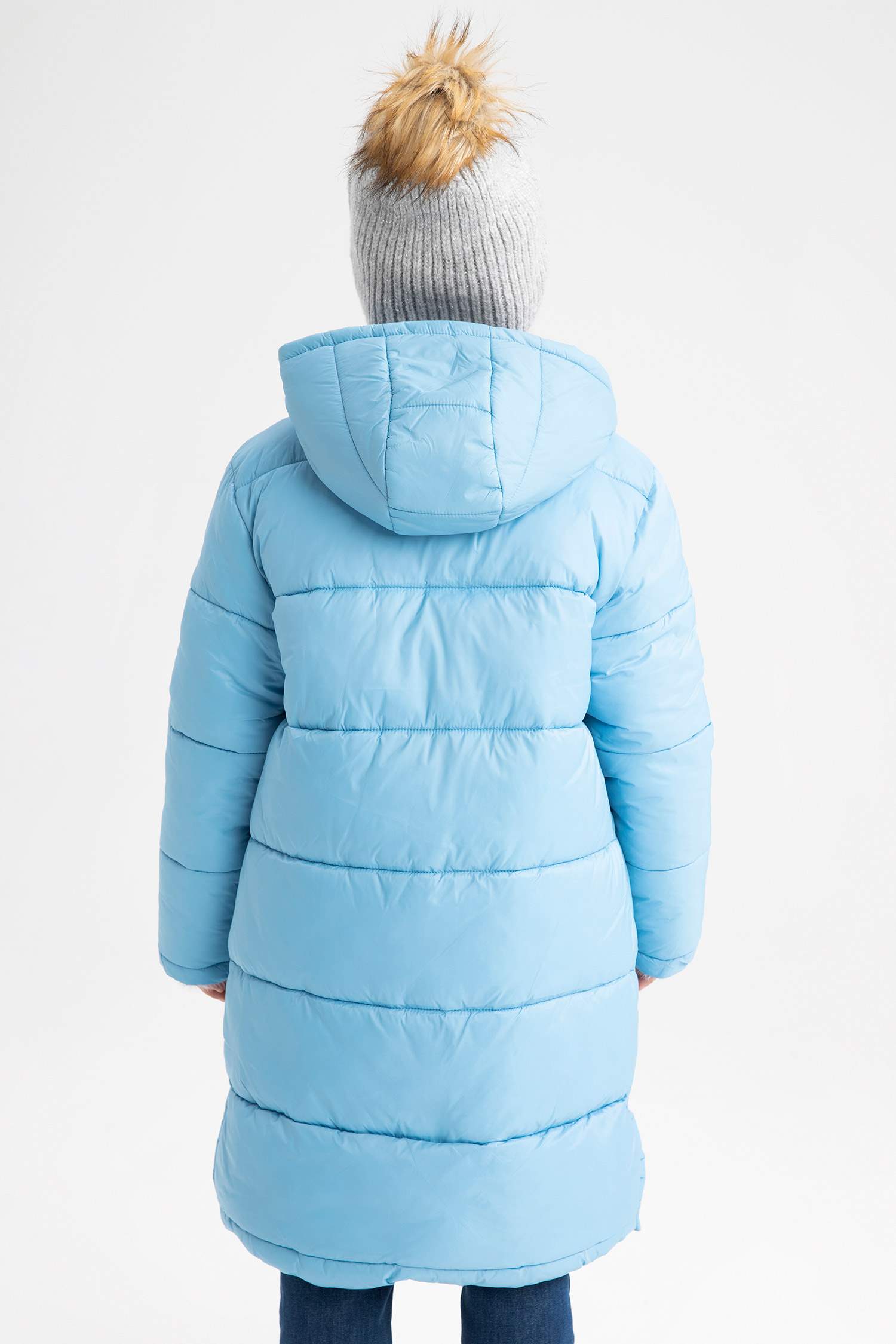 جاكيت بناتي بقصة عادية بغطاء للرأس مبطن بالصوف