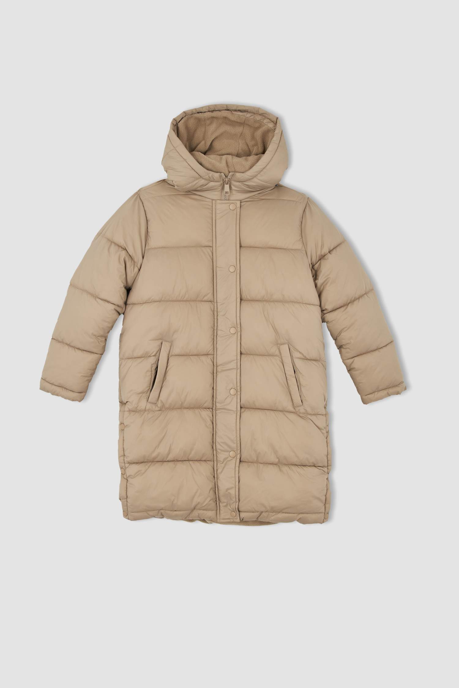 جاكيت بناتي بقصة عادية بغطاء للرأس مبطن بالصوف