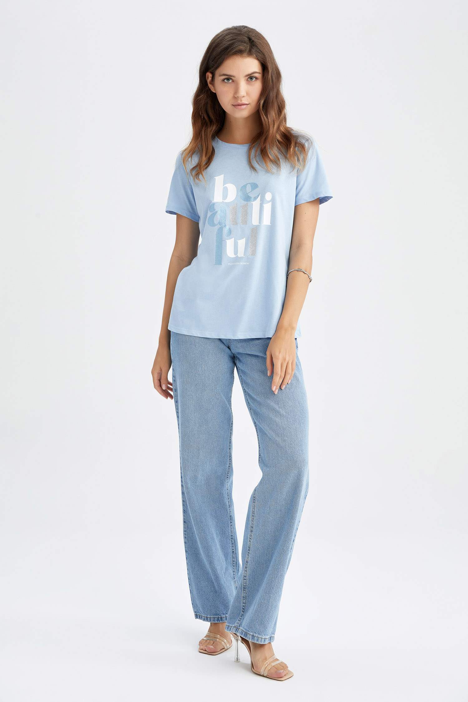 Футболка стандартного кроя с принтом из 100% хлопка