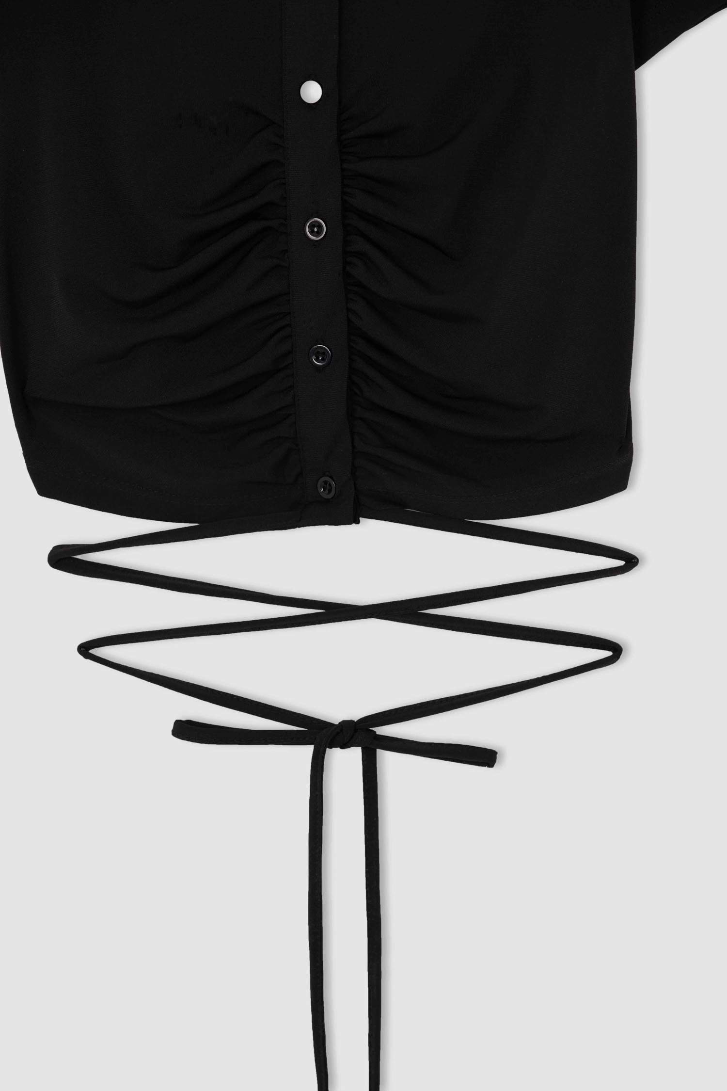 Slim Fit Short Sleeve Ruched Crop Shirt