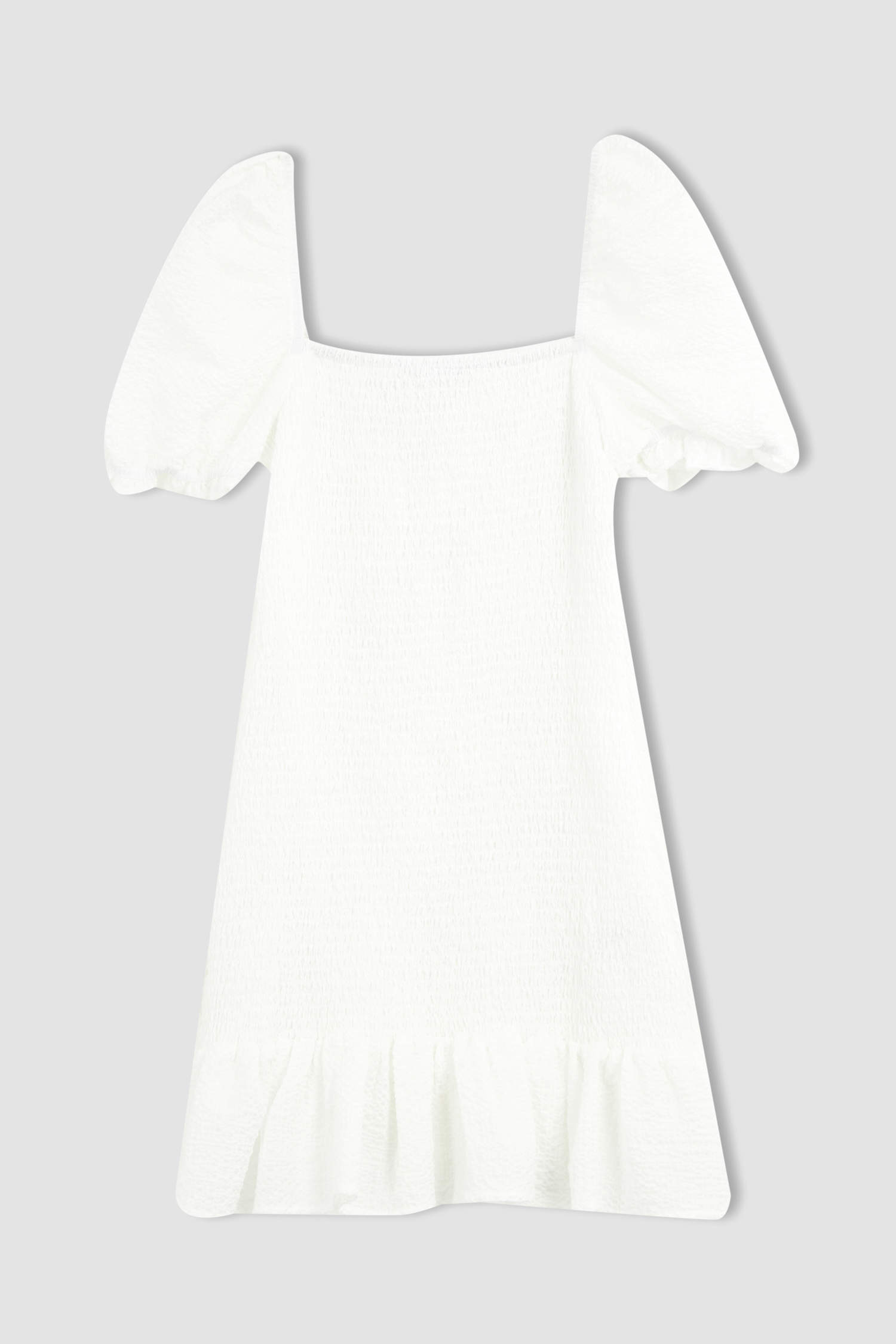White WOMAN Square Neck Short Sleeve Mini Dress 3632106 | DeFacto