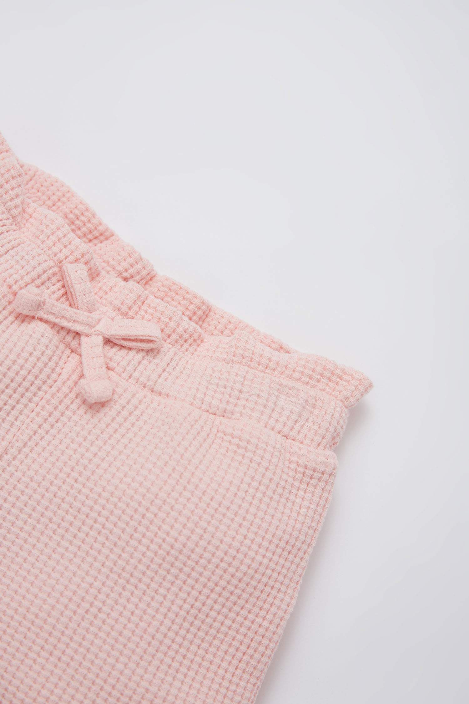 Baby Girl Paperbag Fit Waffle Textured Shorts