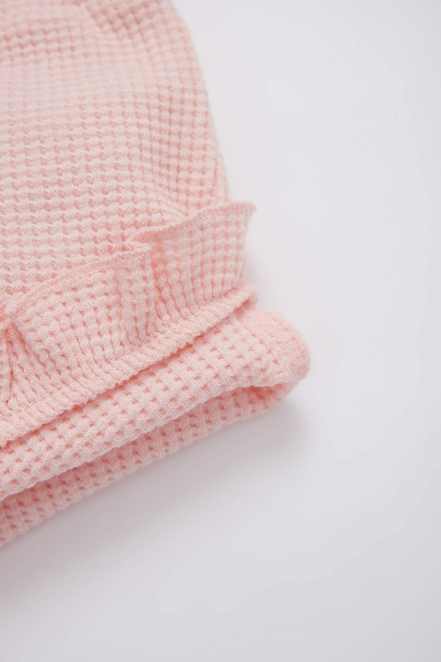 Baby Girl Paperbag Fit Waffle Textured Shorts