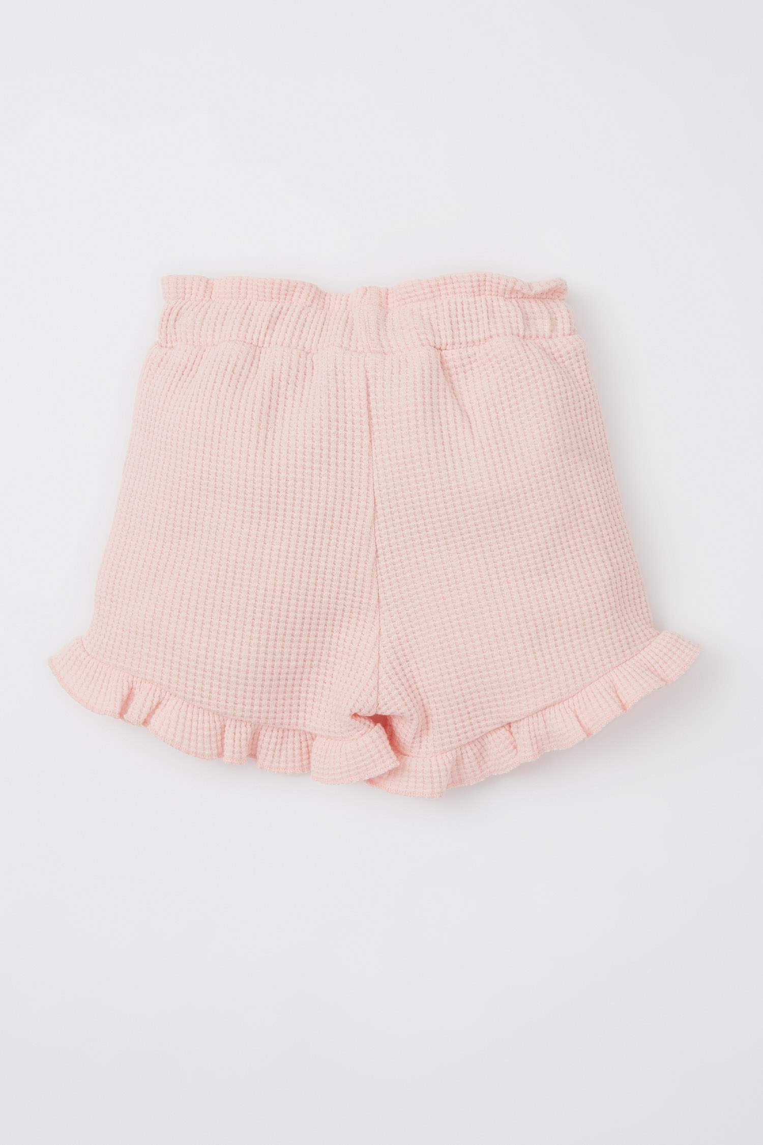 Baby Girl Paperbag Fit Waffle Textured Shorts