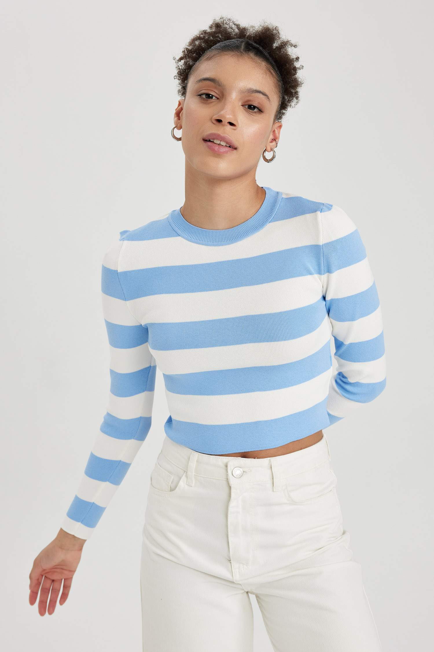 Slim Fit Striped Crew Neck Pullover
