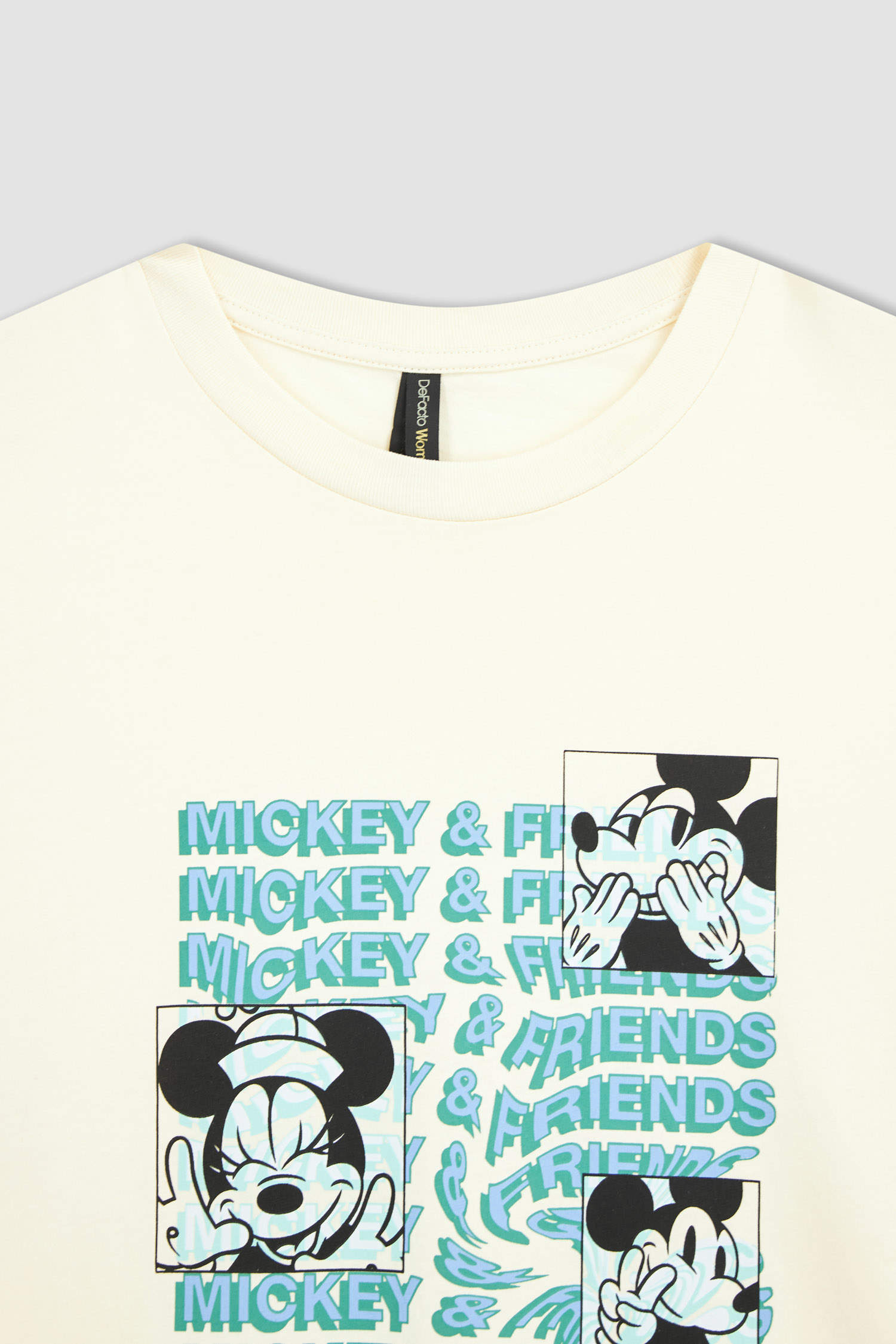 Defacto Disney Mickey & Minnie Oversize Fit Bisiklet Yaka Kısa Kollu Tişört Tunik. 7