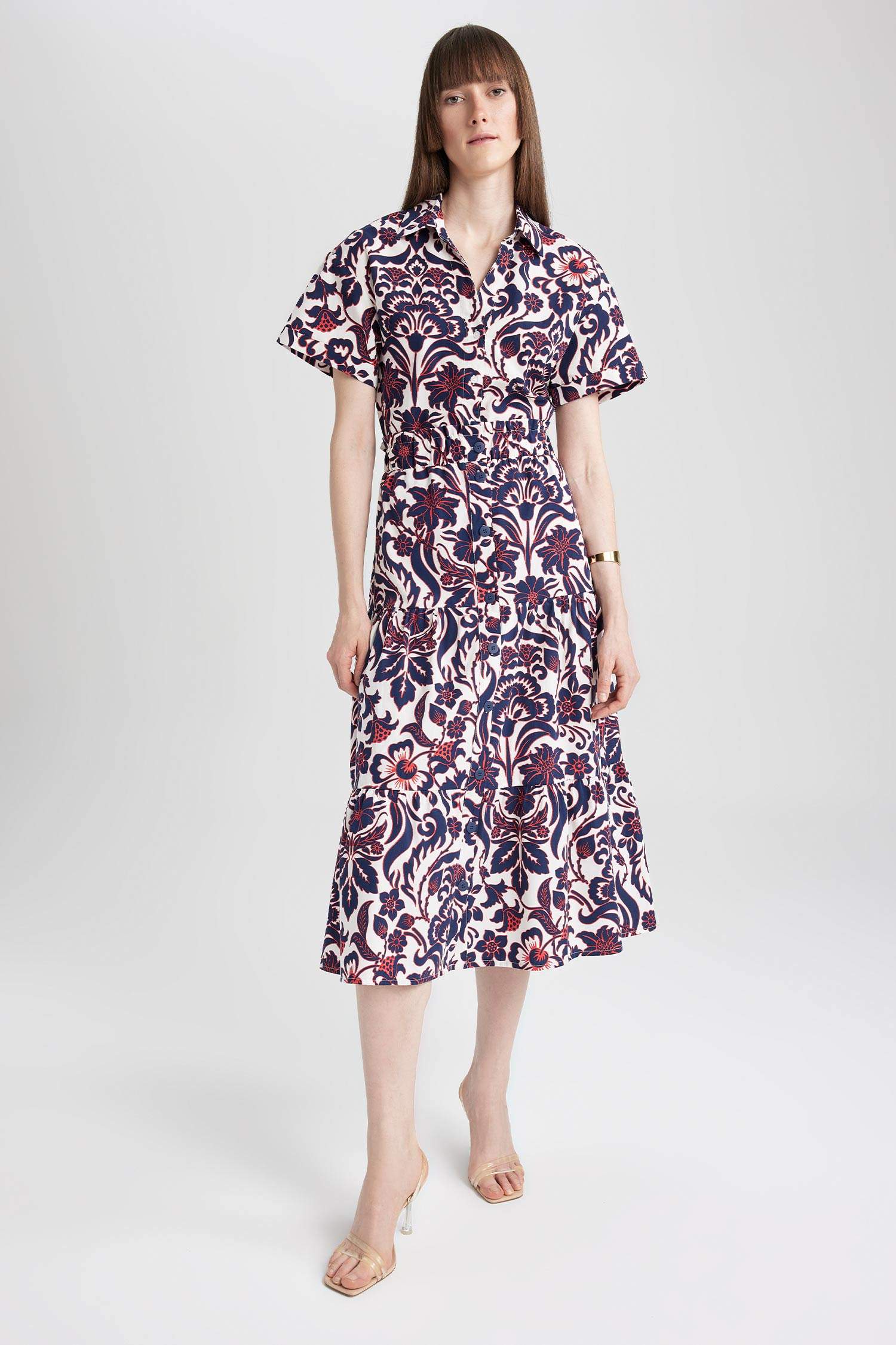 Printed Normal Waist Poplin Maxi Skirt