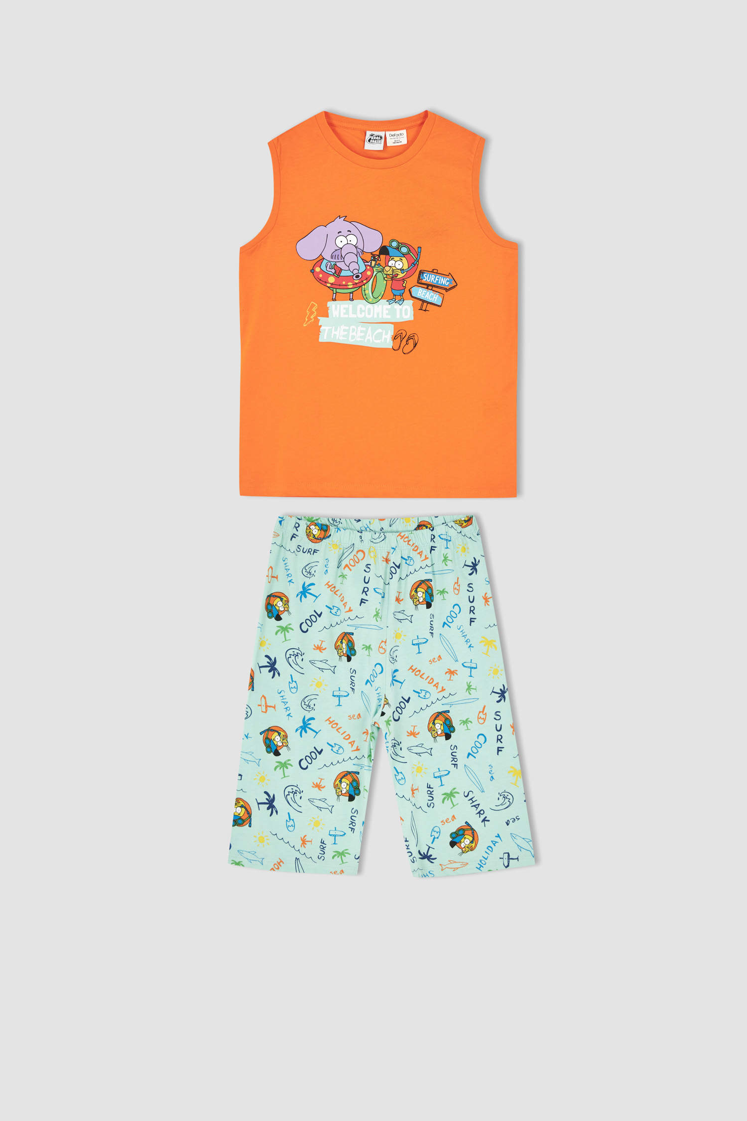 Defacto Erkek Çocuk Kral Şakir Regular Fit Pamuklu Kolsuz Atlet Şort Pijama Takım. 1