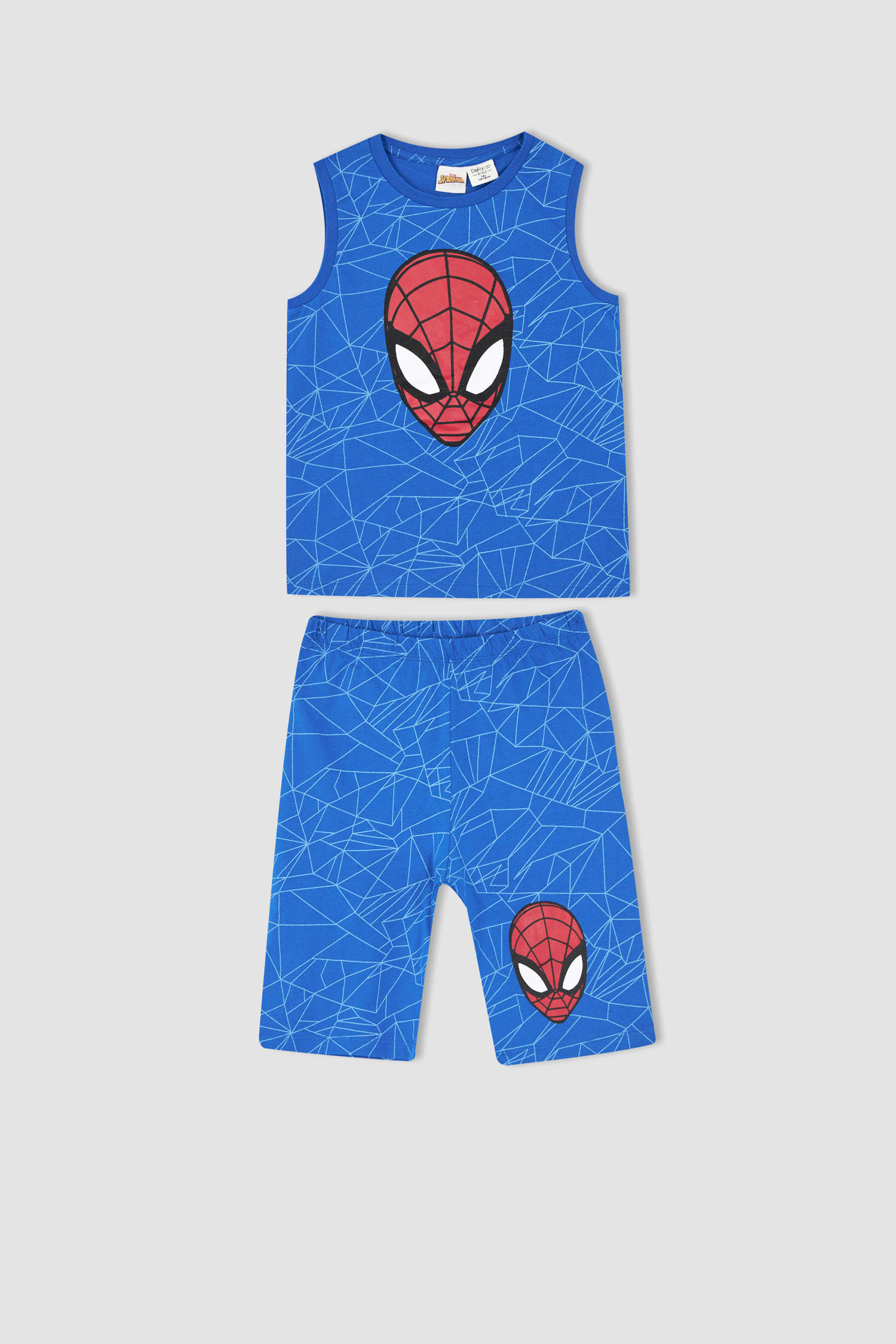 Defacto Erkek Çocuk Spiderman Pamuklu Kolsuz Kapri Pijama Takım. 3