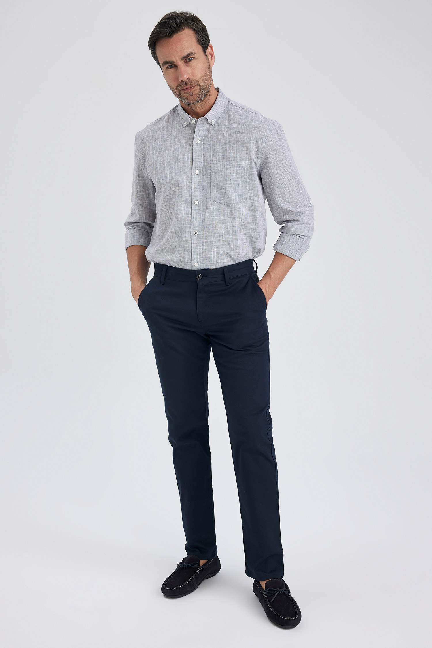 Рубашка стандартного кроя с длинным рукавом из 100% хлопка