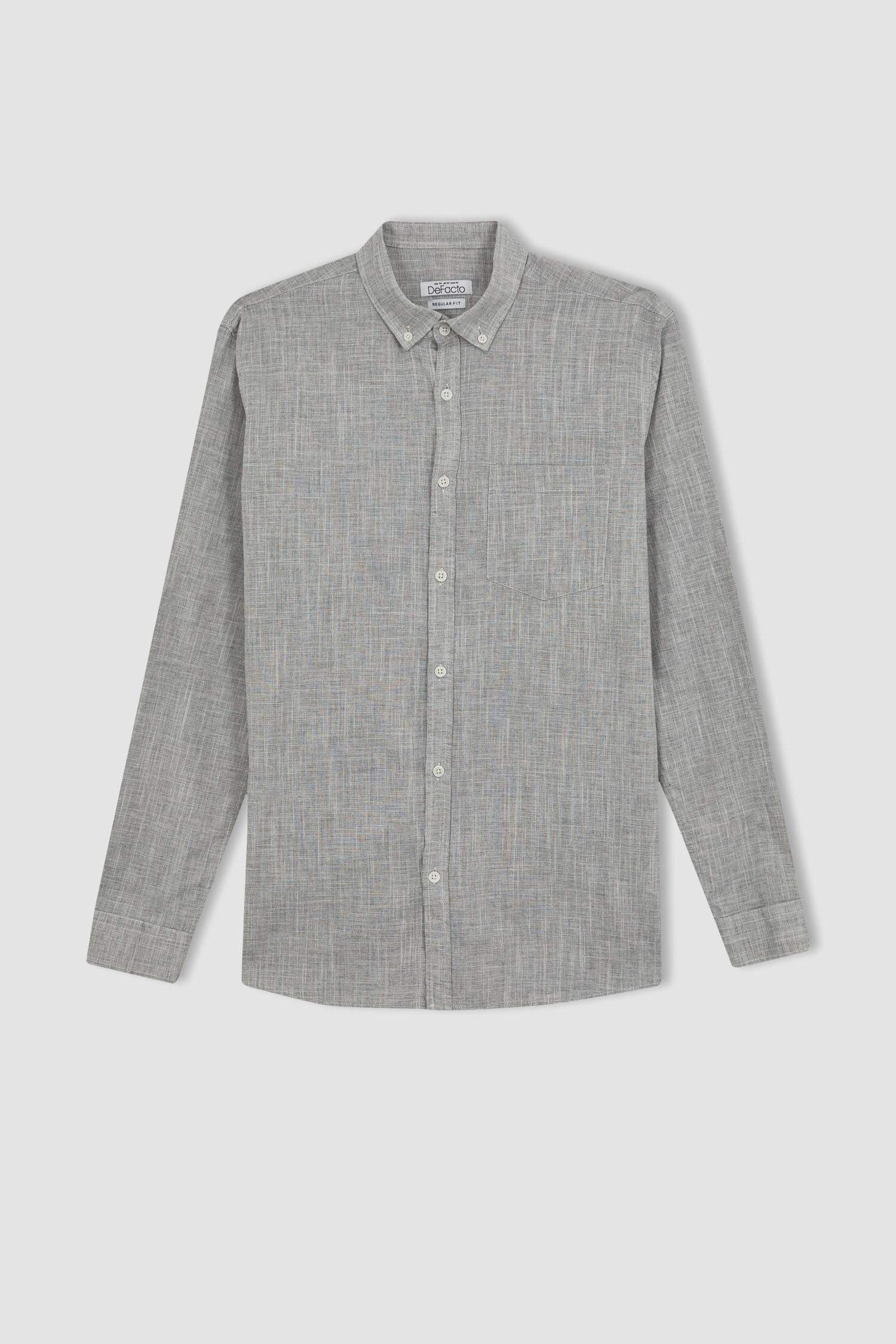 Рубашка стандартного кроя с длинным рукавом из 100% хлопка