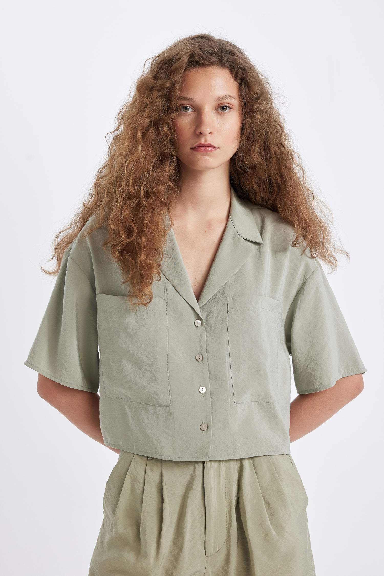 Oversize Fit Pajama Collar Modal Shirt