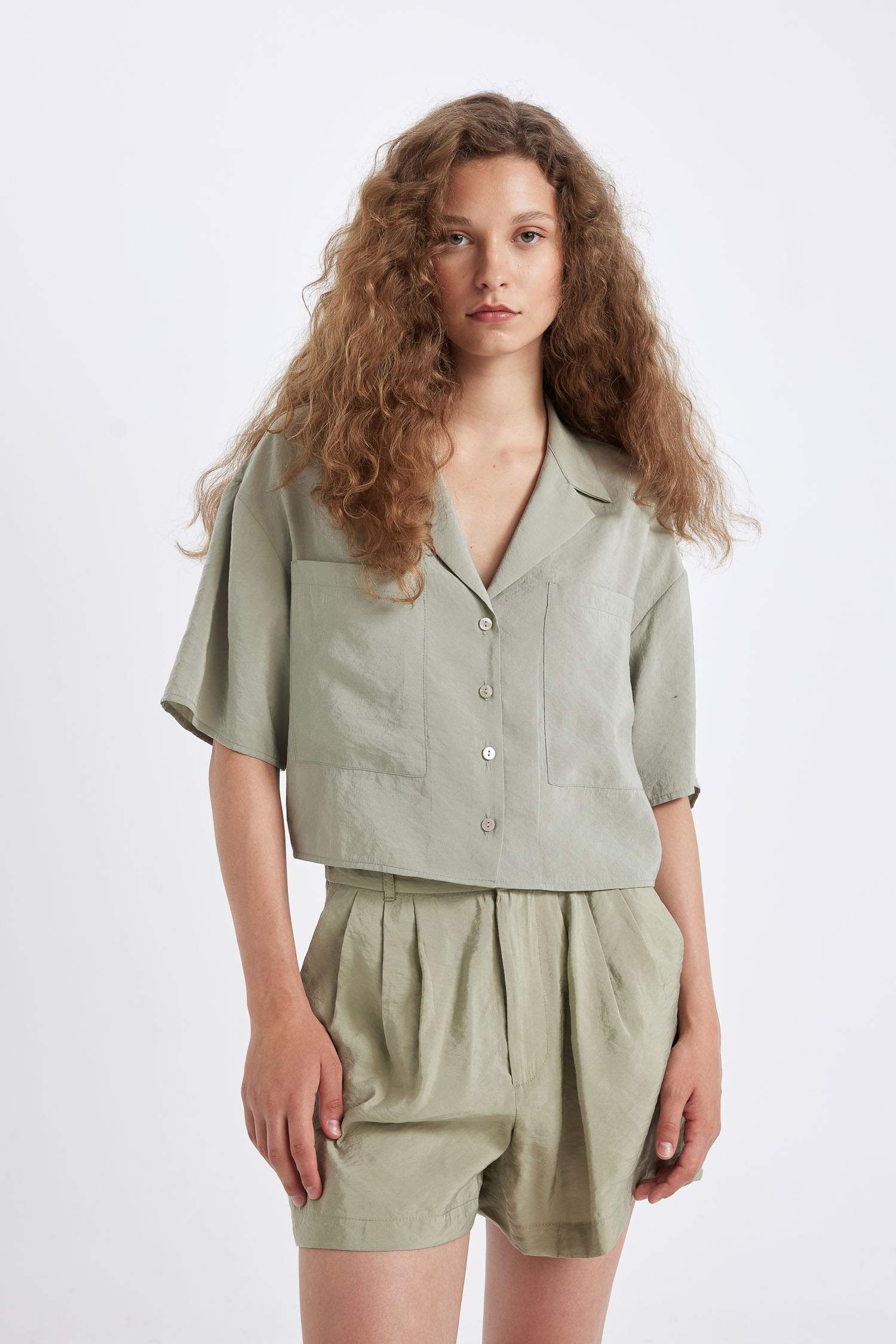 Oversize Fit Pajama Collar Modal Shirt