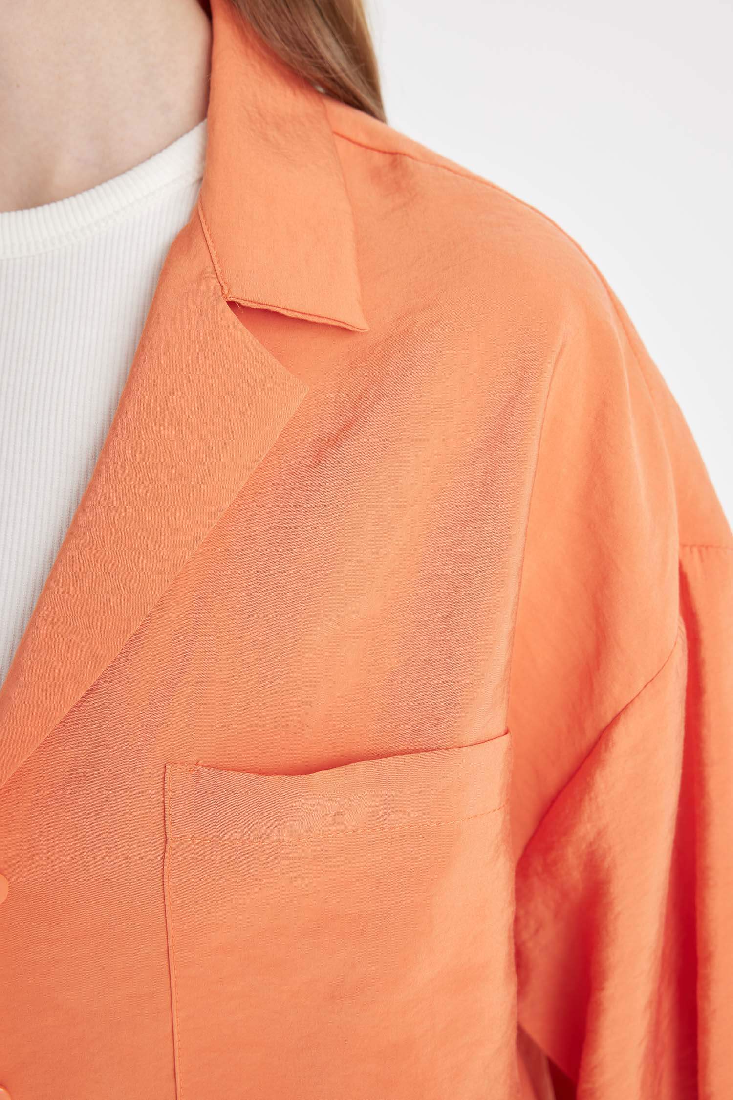 Oversize Fit Pajama Collar Modal Shirt