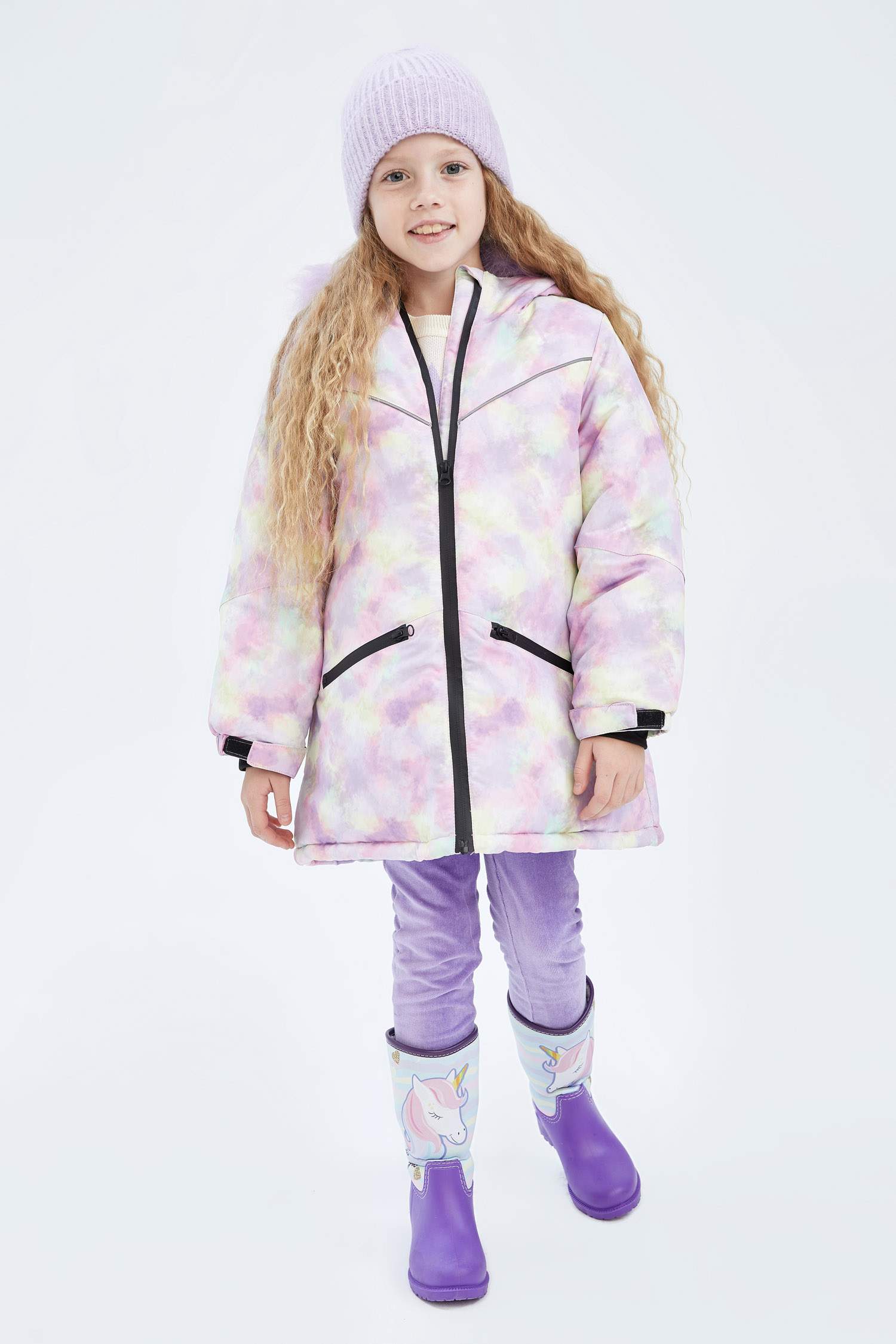 Куртка стандартного кроя с мехом для девочек