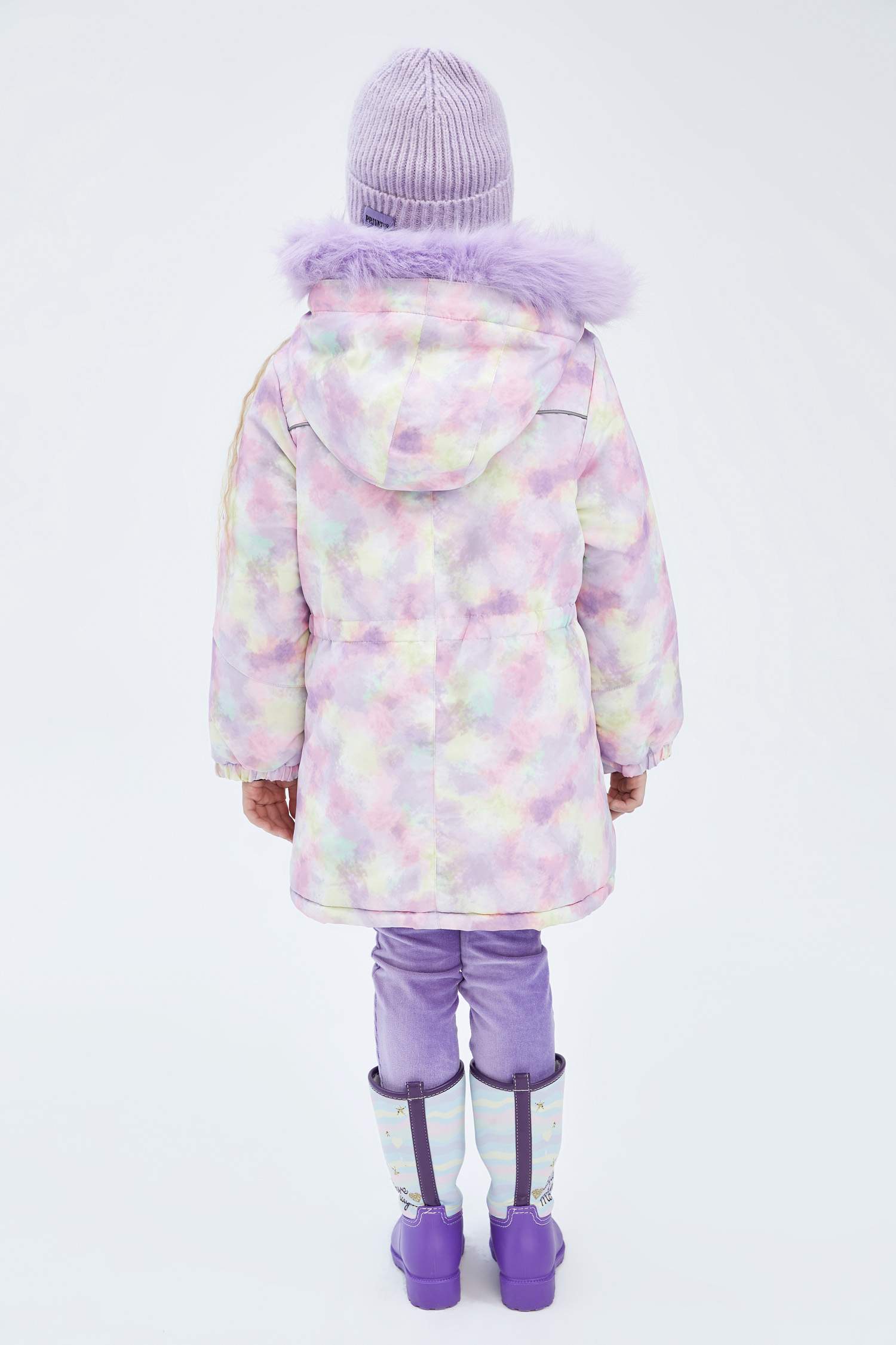 Куртка стандартного кроя с мехом для девочек