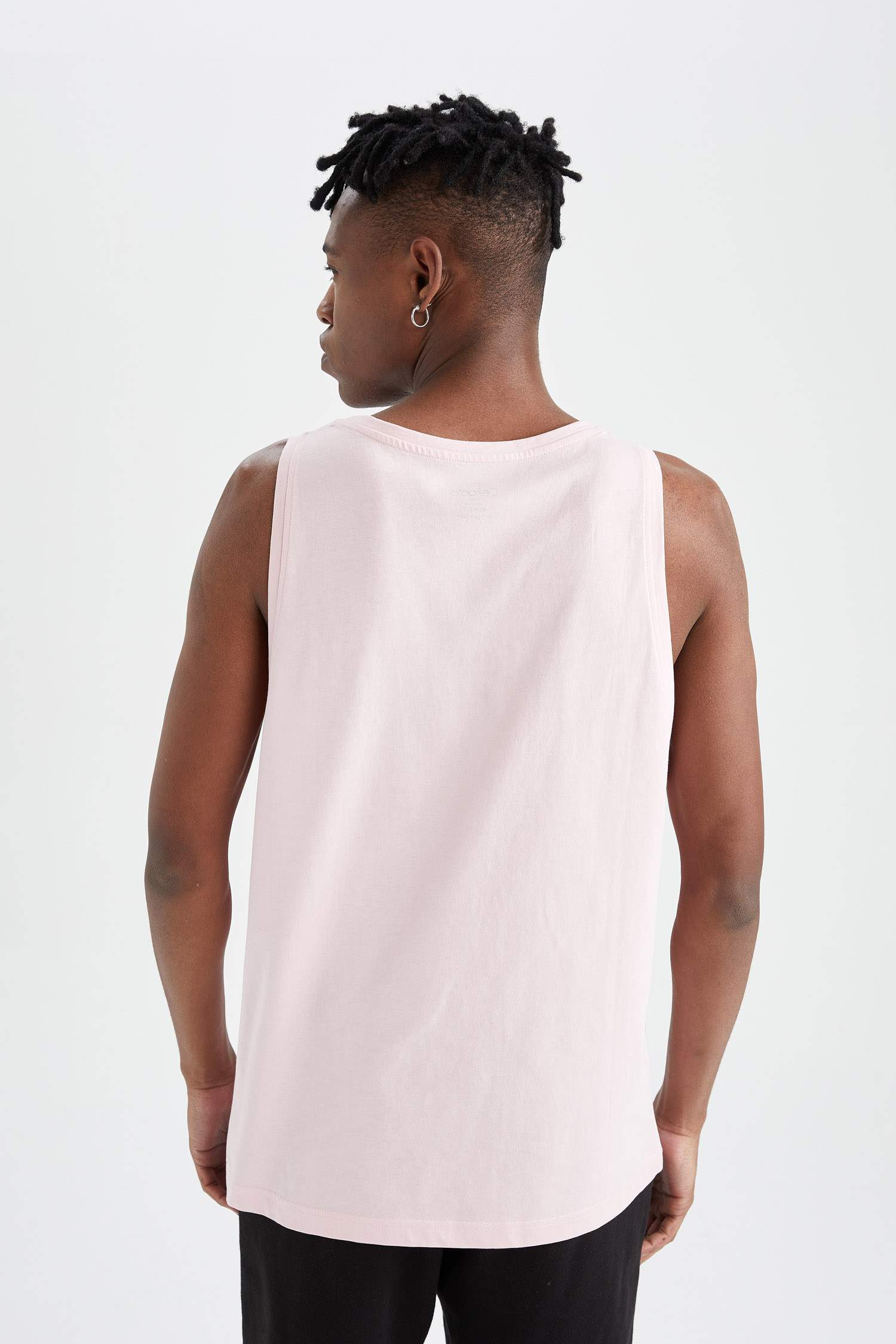 Débardeur en coton peigné imprimé à bretelles et col ras du cou coupe slim