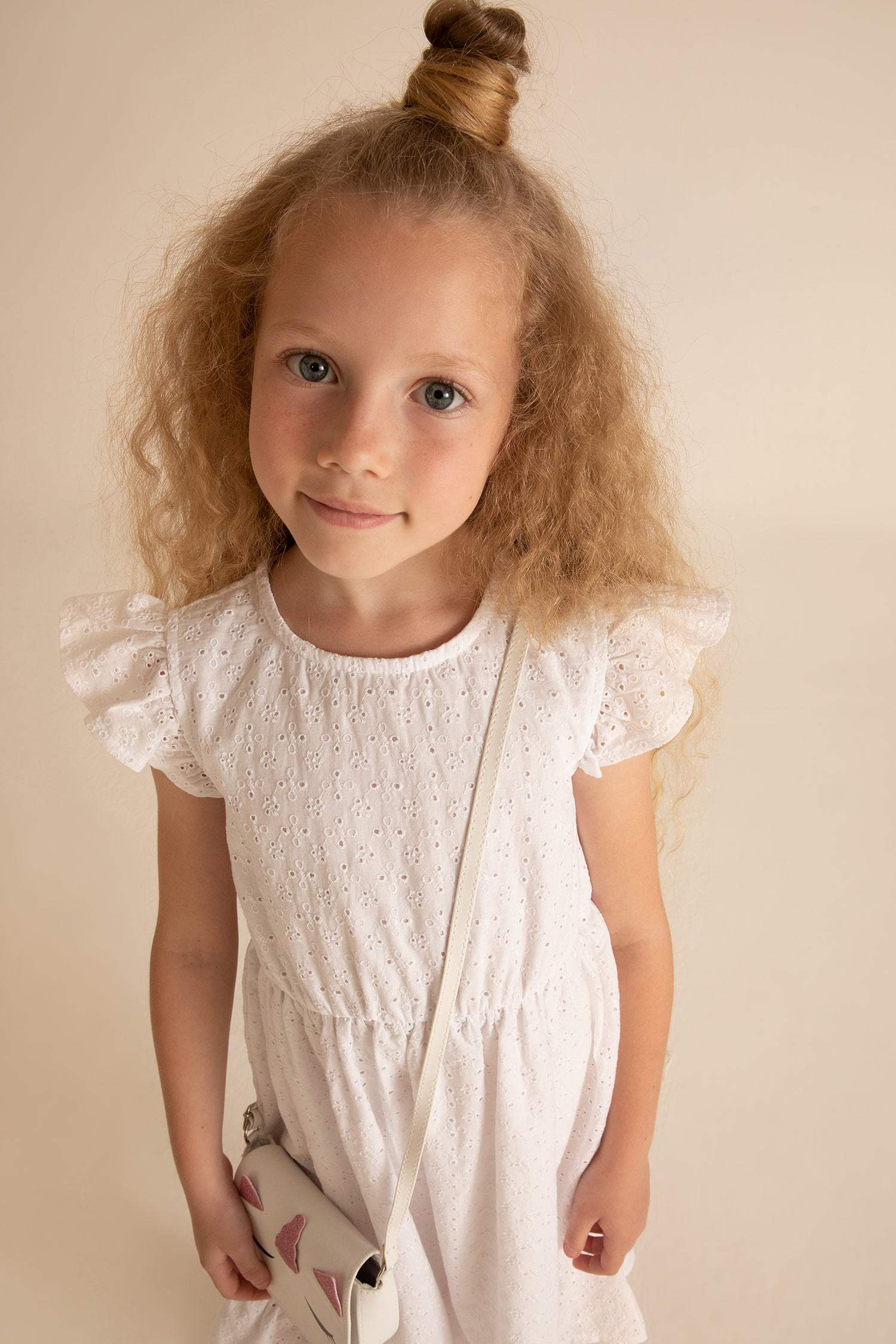 Kız Çocuk Regular Fit Kolsuz Pamuklu Dokuma Elbise