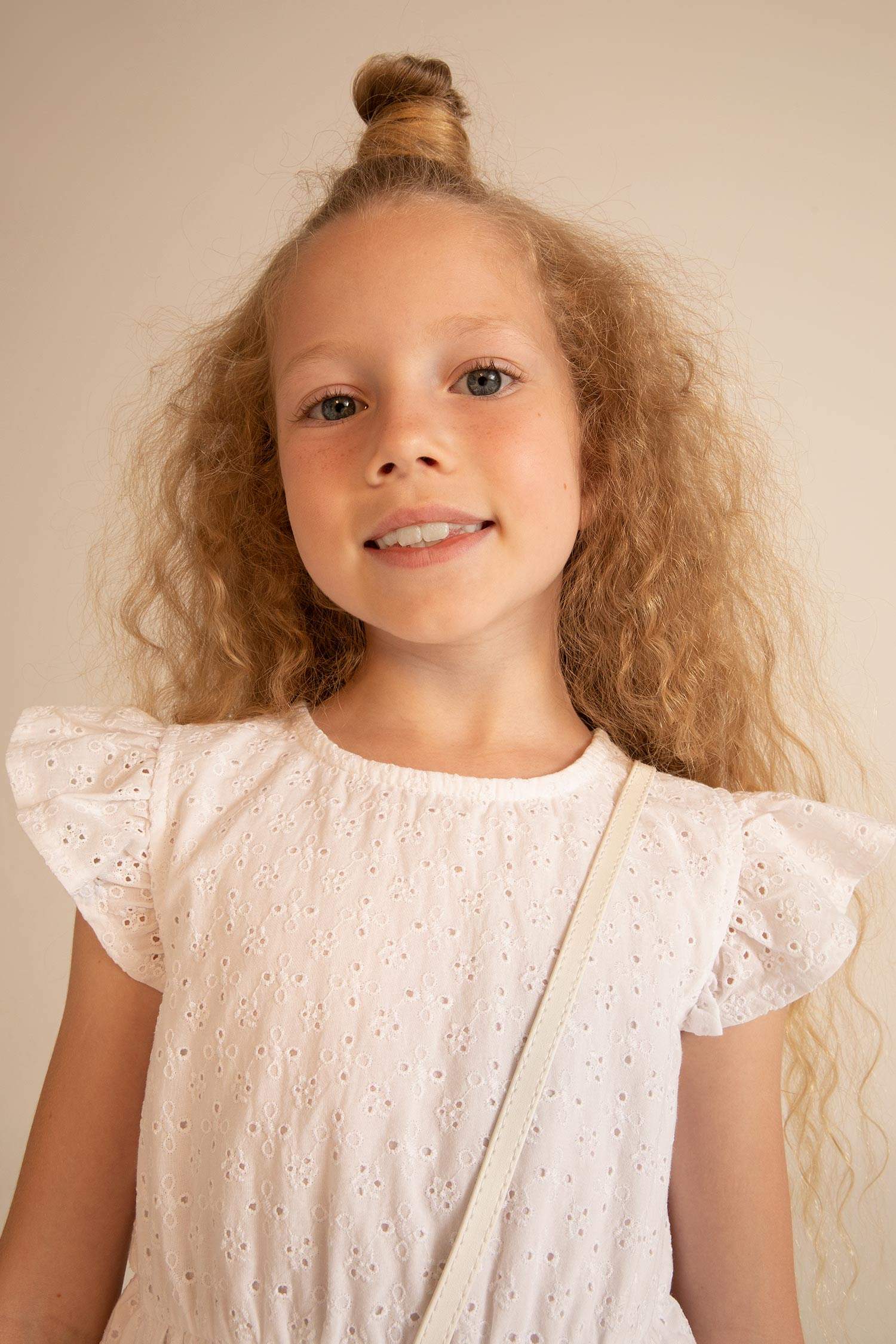 Kız Çocuk Regular Fit Kolsuz Pamuklu Dokuma Elbise