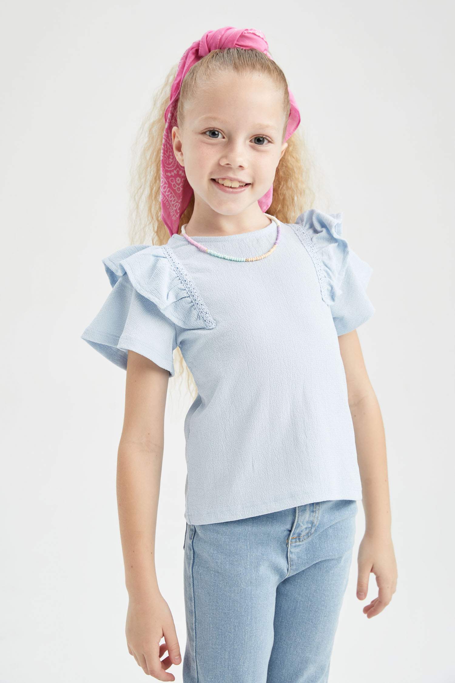 Girl Short Sleeve Frill Detail T-Shirt