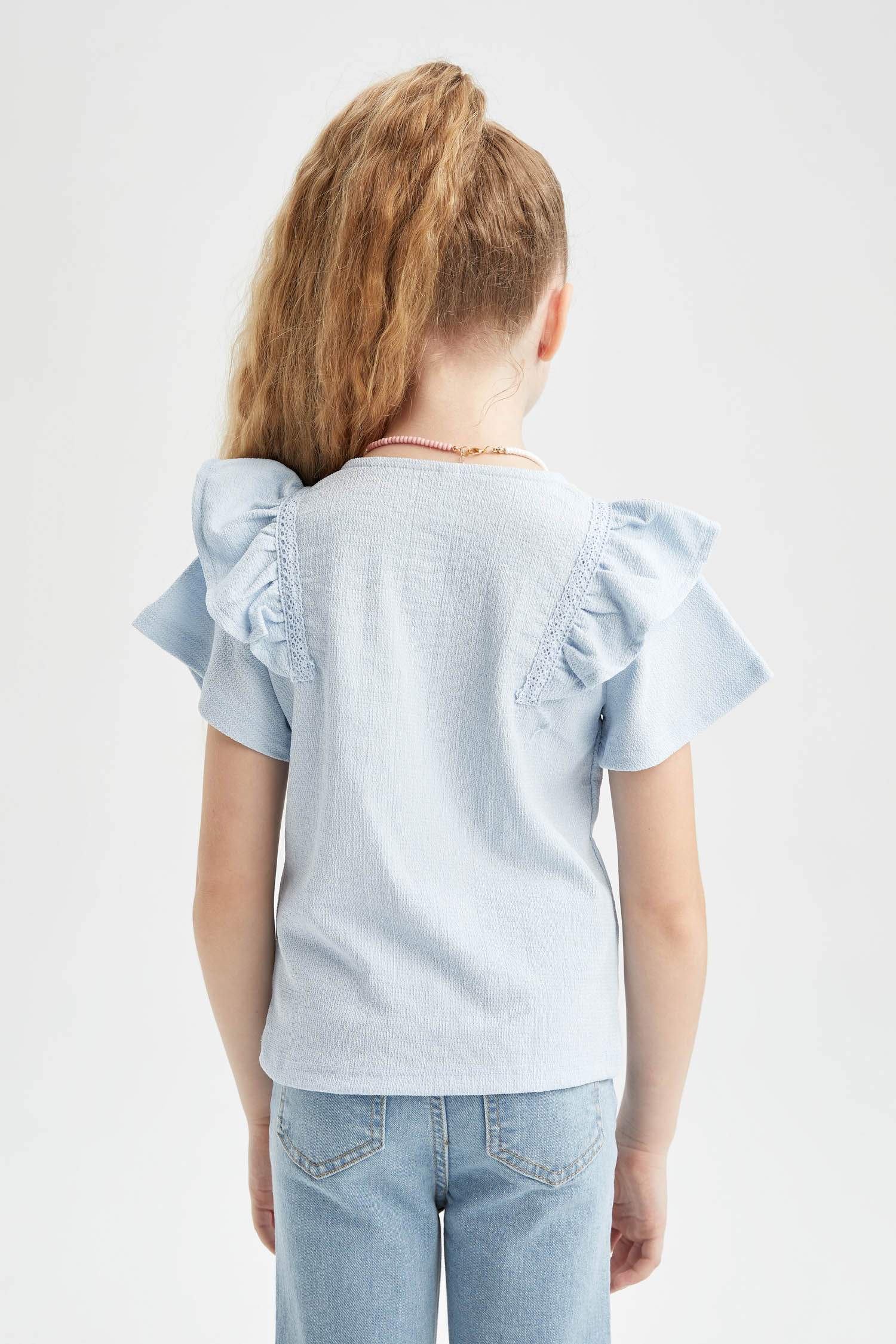 Girl Short Sleeve Frill Detail T-Shirt