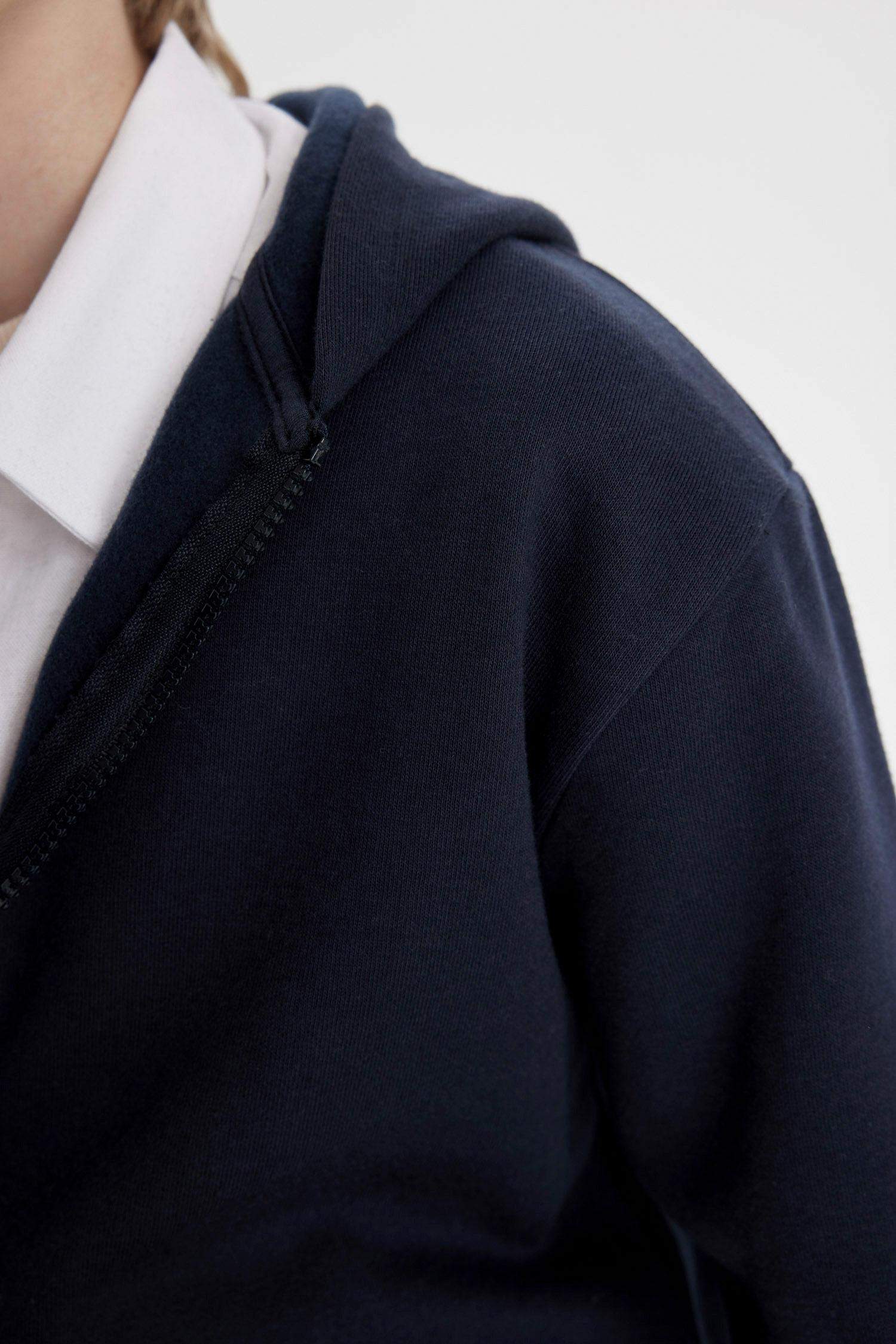 Boy Navy Hooded Zip School Cardigan