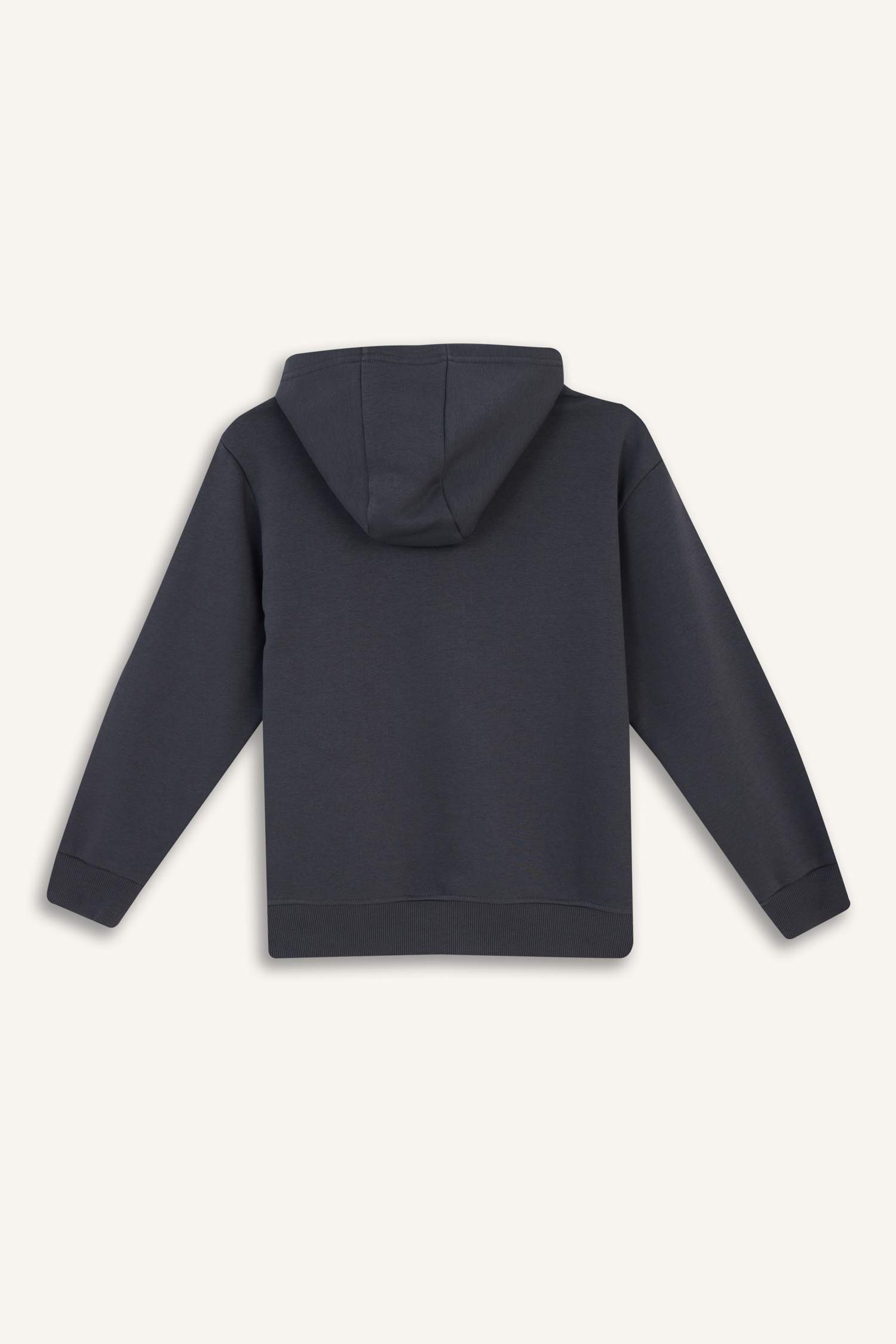 Erkek Çocuk Kapüşonlu Basic Düz Okul Fermuarlı Sweatshirt