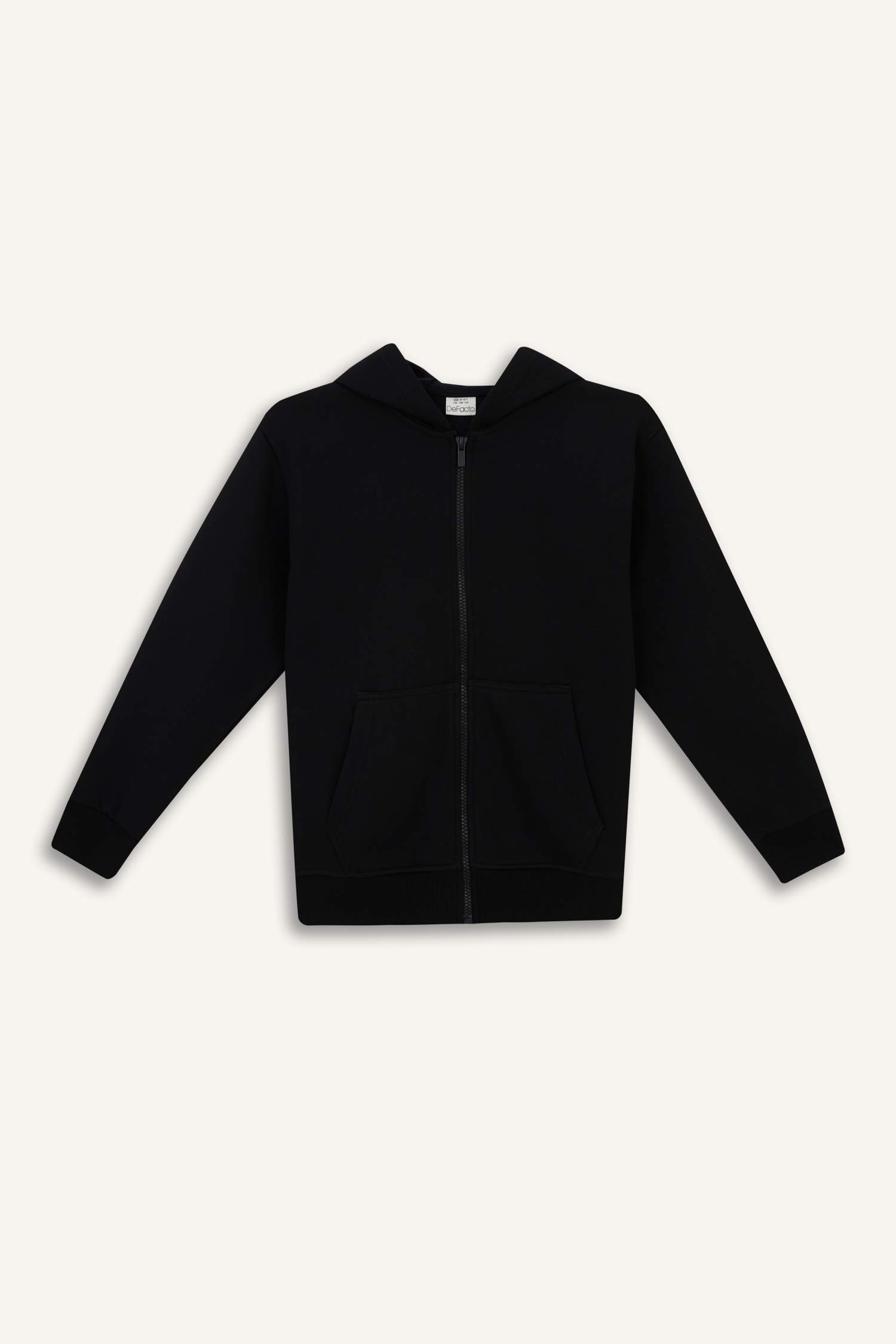 Boy Hooded Black Zippered School Cardigan