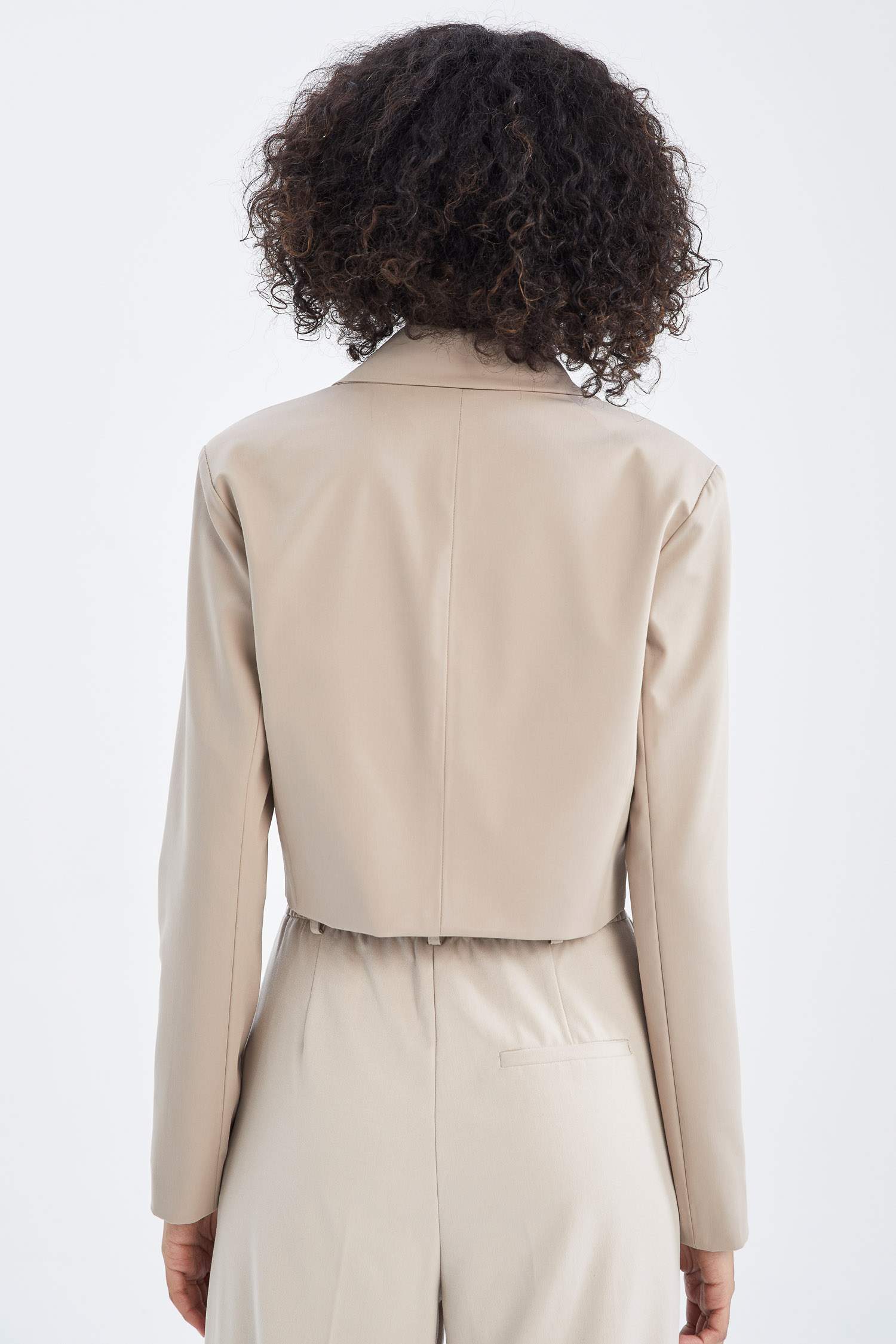 Beige WOMEN Buttoned Crop Blazer Jacket 2491113 DeFacto