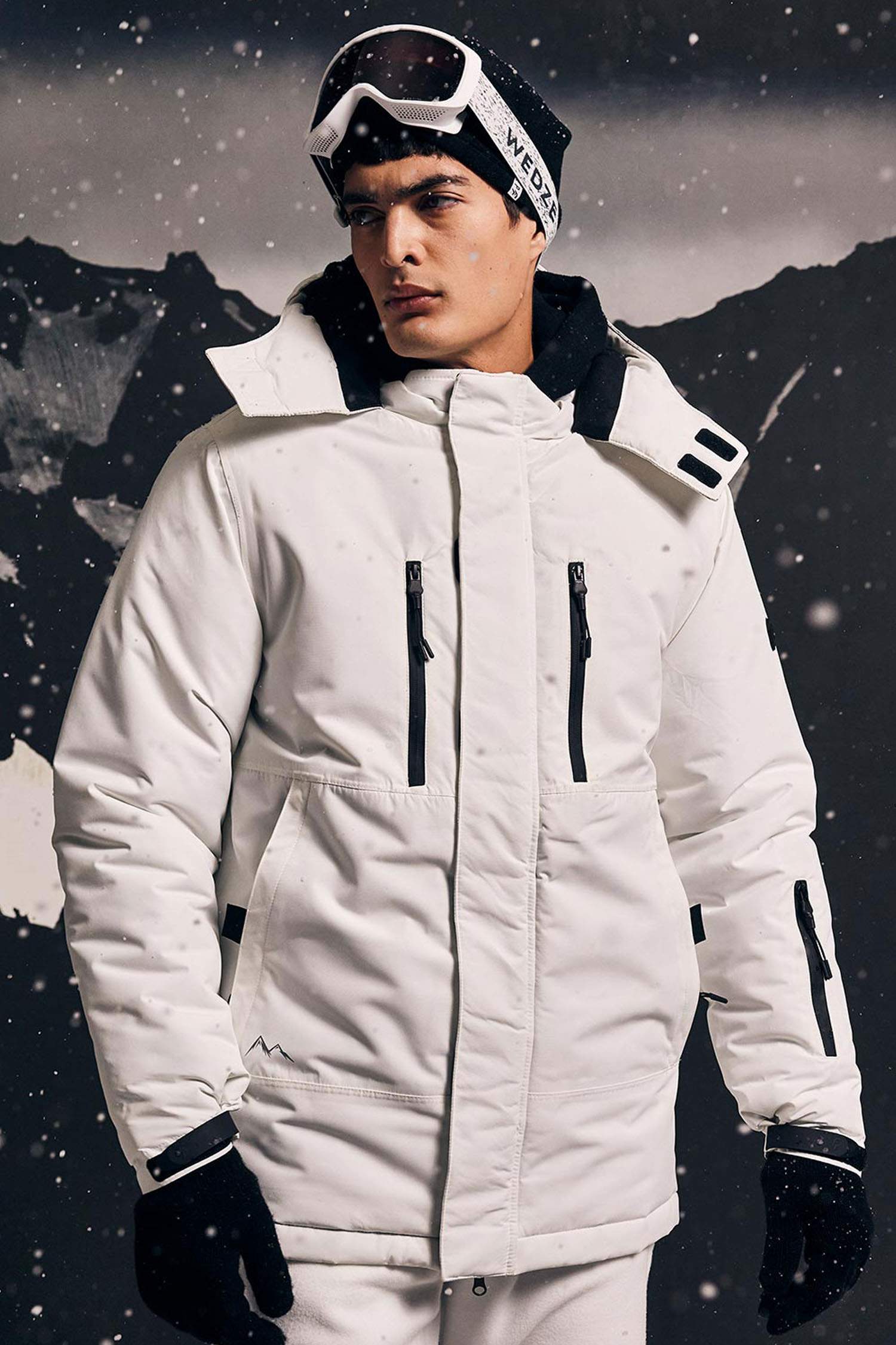 Su İtici Kapüşonlu Polar Astarlı Fermuarlı Cepli Kayak Montu