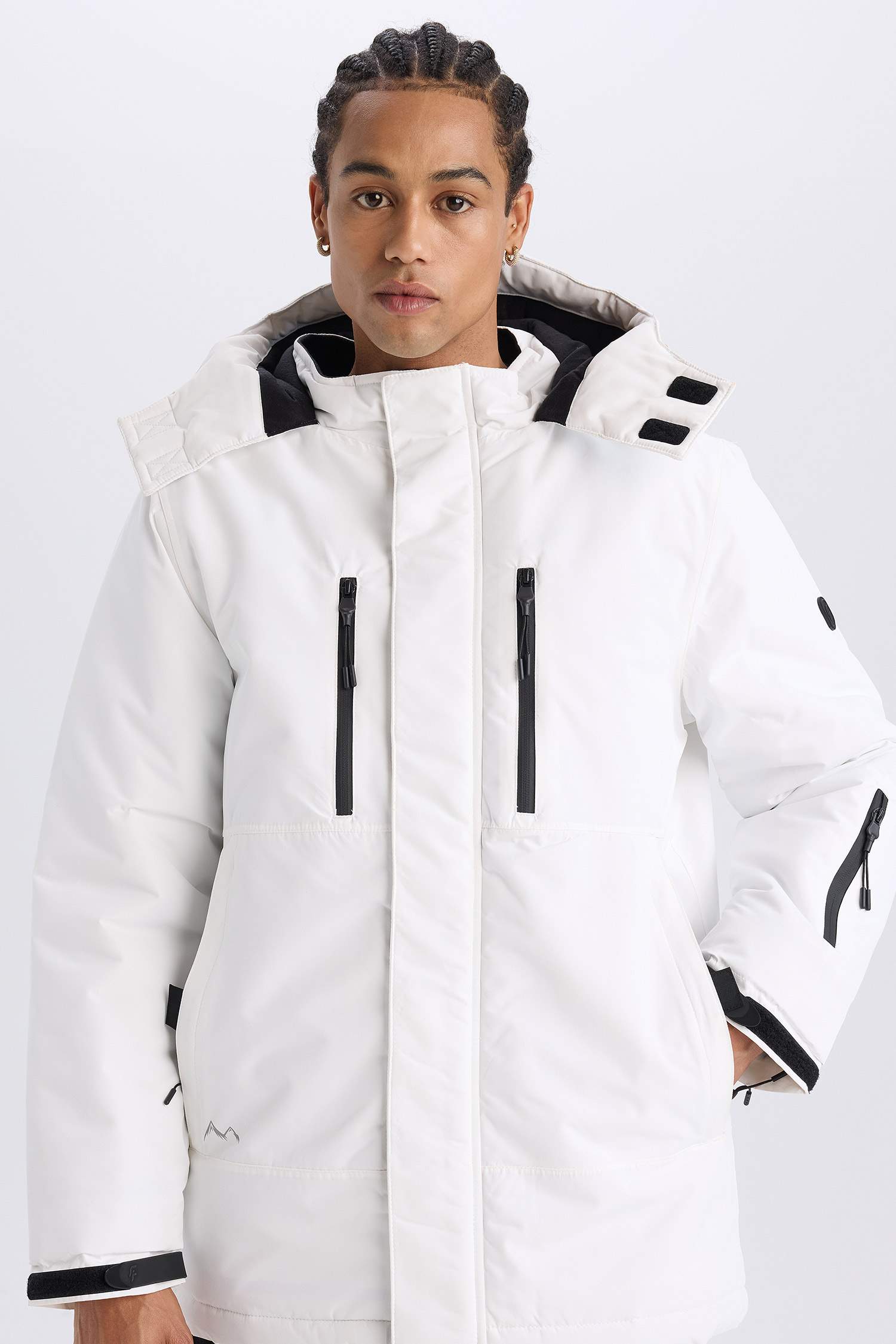 Su İtici Kapüşonlu Polar Astarlı Fermuarlı Cepli Kayak Montu