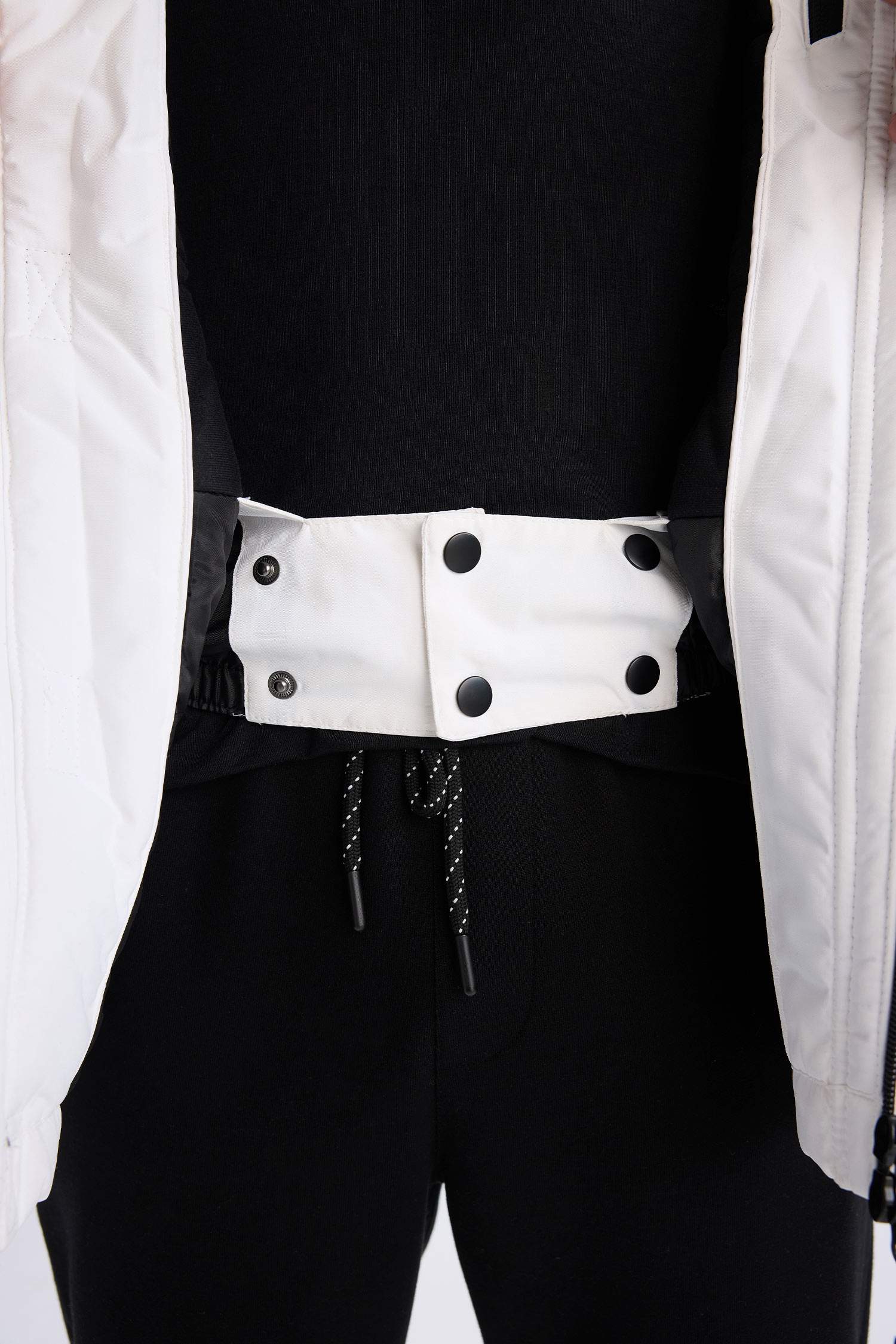 Su İtici Kapüşonlu Polar Astarlı Fermuarlı Cepli Kayak Montu