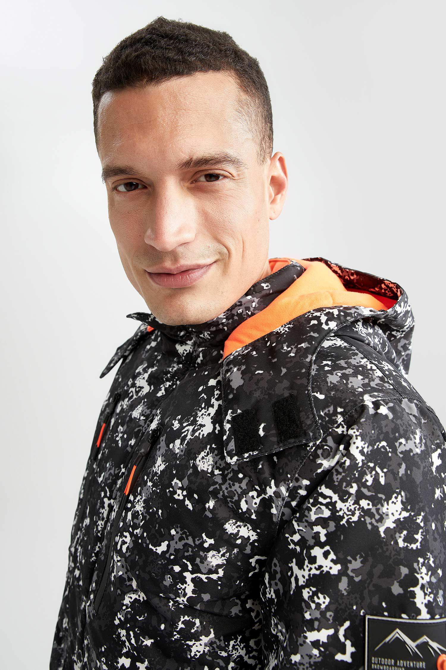 Su Geçirmez Rüzgar Geçirmez DeFactoFit Regular Fit Desenli Kayak Montu