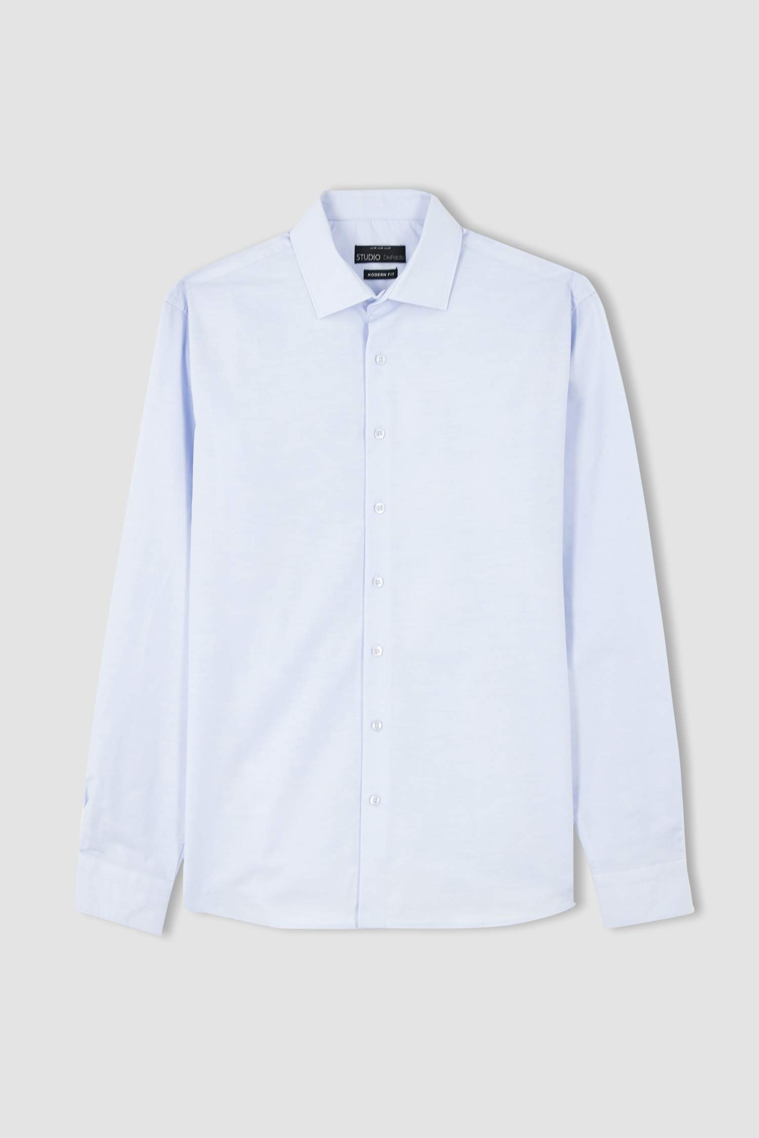 Modern Fit Italian Collar Cotton Long Sleeve Classic Shirt