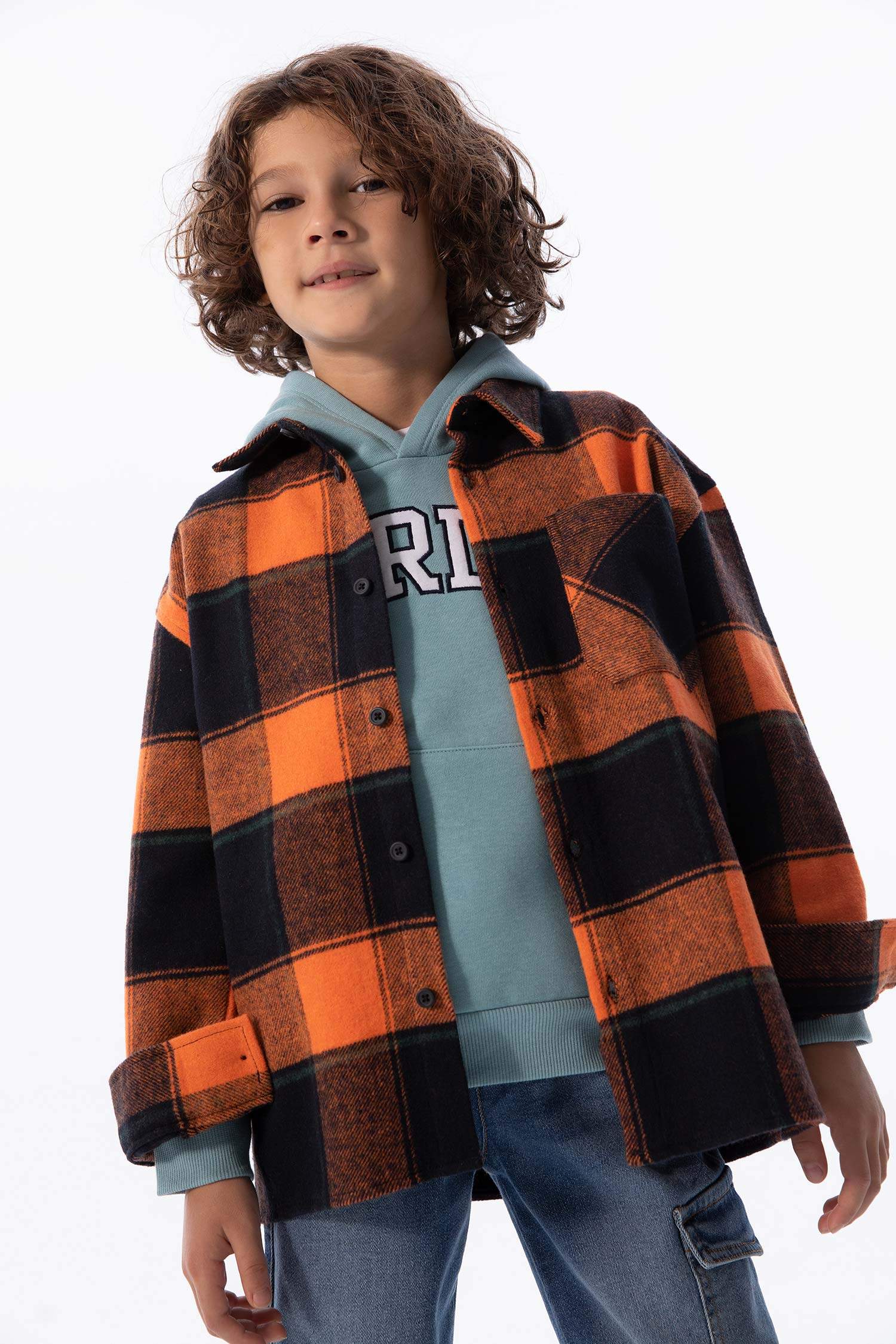 Рубашка оверсайз с воротником поло с длинным рукавом